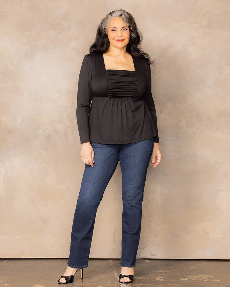 Top Long Sleeve Formal Plus Size Top Kiyona 23111801 Black Noir