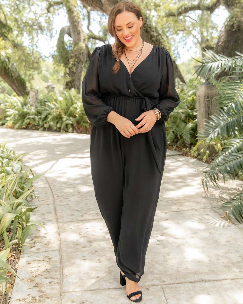 Jumpsuit Long Sleeve Formal Jumpsuit Kiyonna 31222801 Black Noir