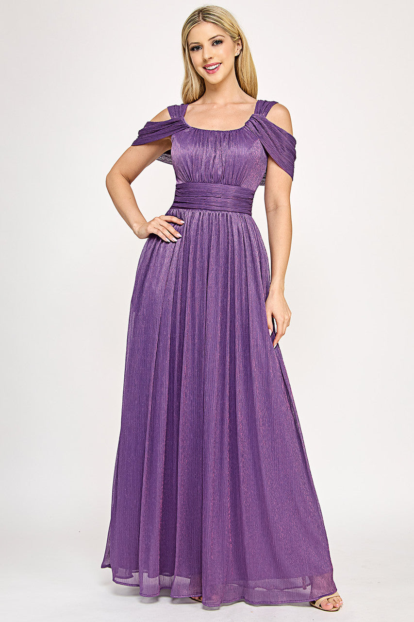 Formal Dresses Long Evening Formal Pleated Dress Lenovia 5327 Purple