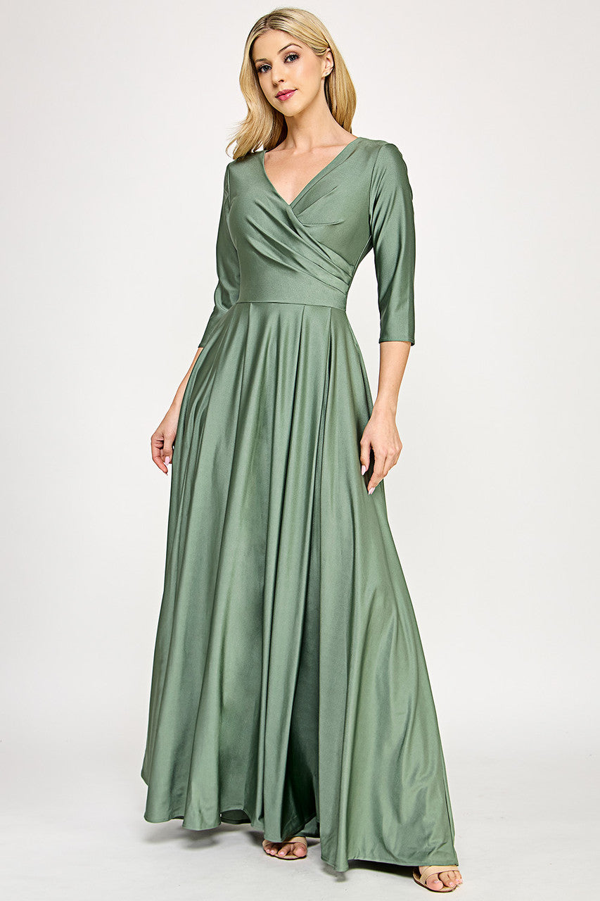 Mother of the Bride Dresses Formal Long Pleated Mother of the Bride Dress Lenovia 5243 Sage