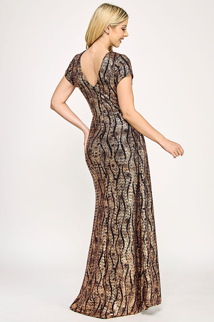 Mother of the Bride Dresses Mother of the Bride Slit Long Formal Dress Lenovia 5331 Bronze