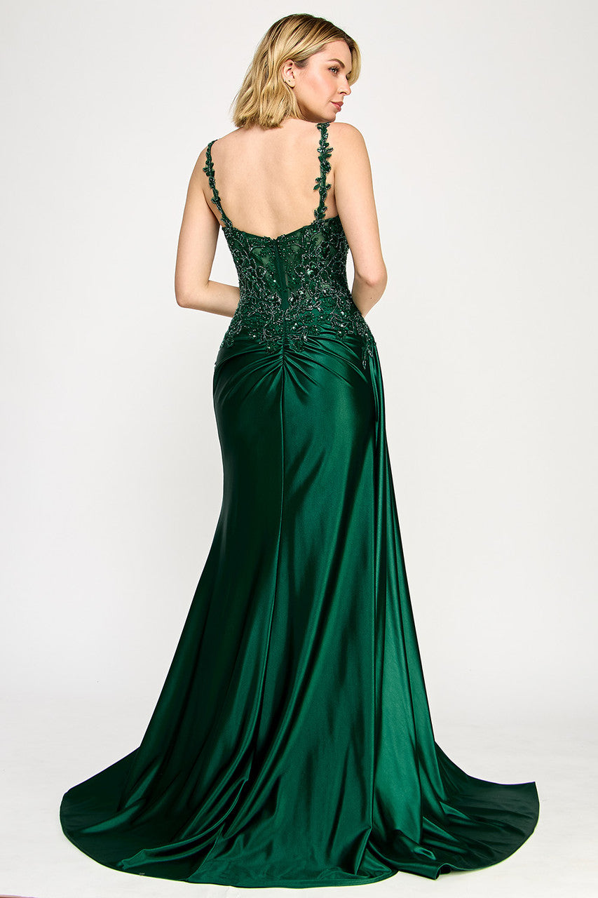 Prom Dresses Long Pleated Prom Formal Fitted Dress Lenovia 8361 Hunter Green