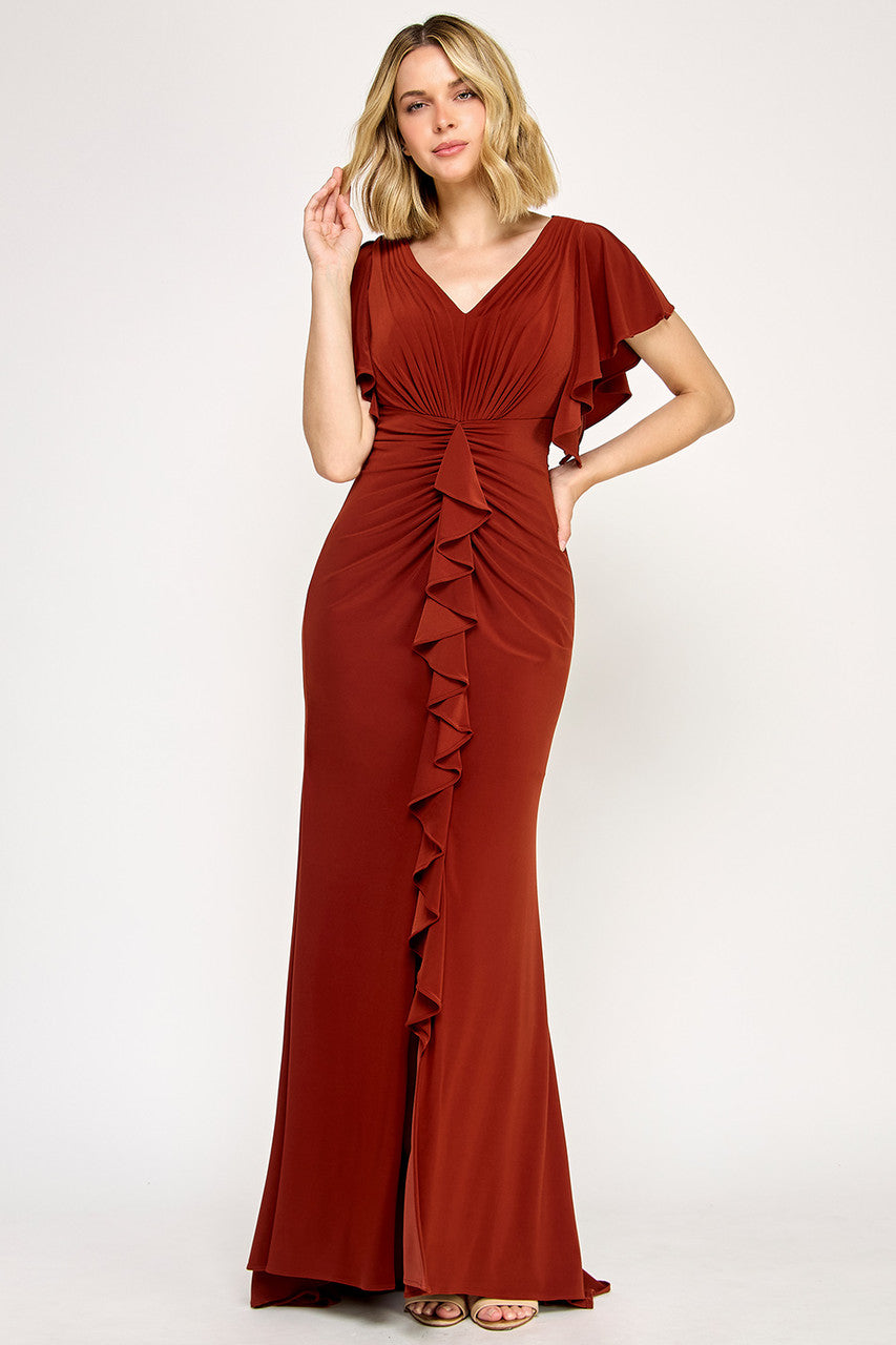 Mother of the Bride Dresses Formal Long Ruffle Mother of the Bride Dress Lenovia 8376 Sienna