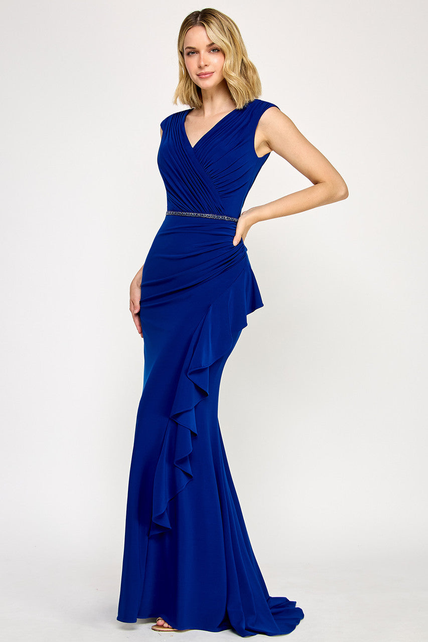 Formal Dresses Ruffle Fitted Evening Long Formal Prom Dress Lenovia 8374 Royal Blue