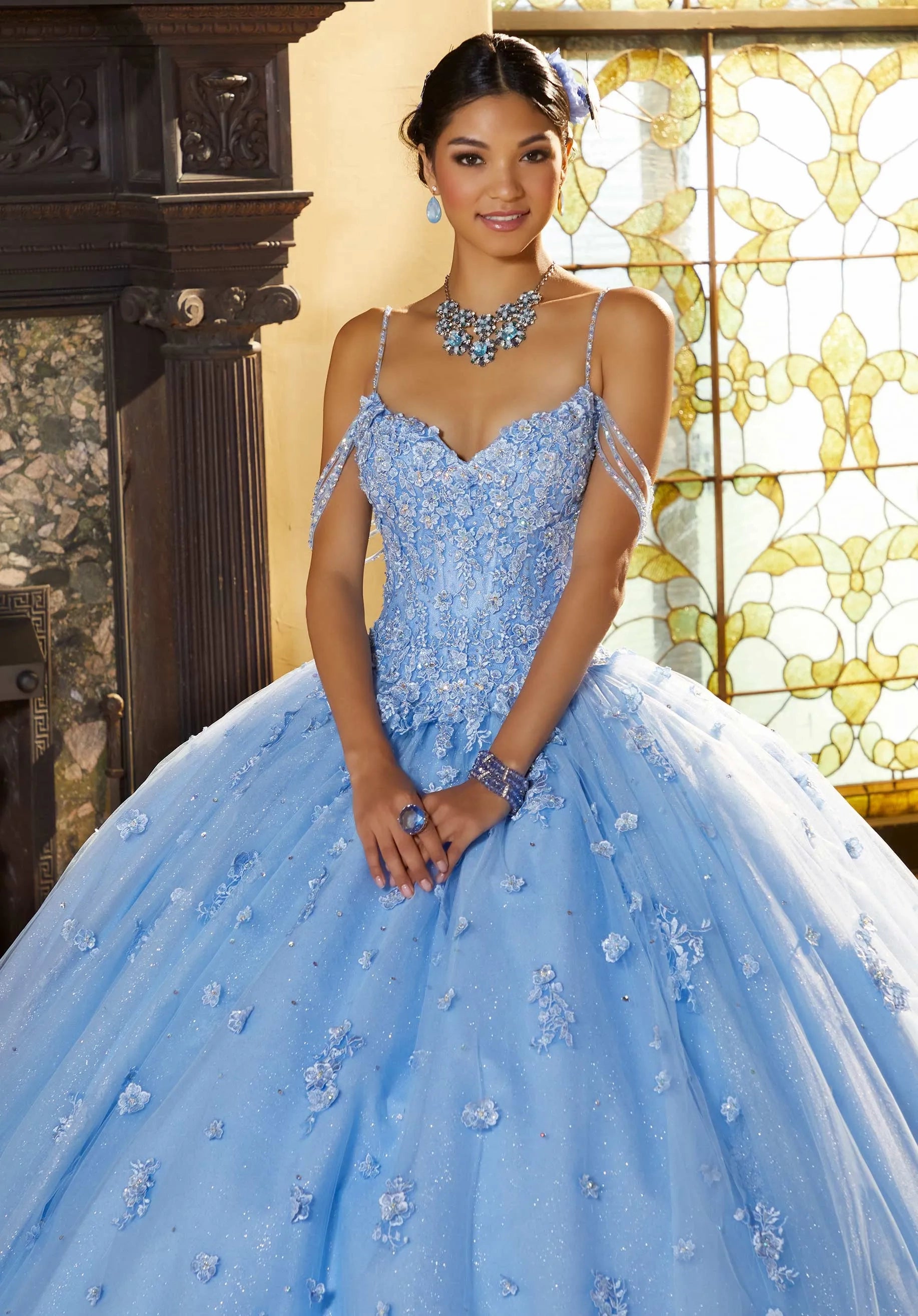 Sweetheart Floor-Length Tulle Quinceañera Ball Gown MGNY Madeline Gardner New York 60155