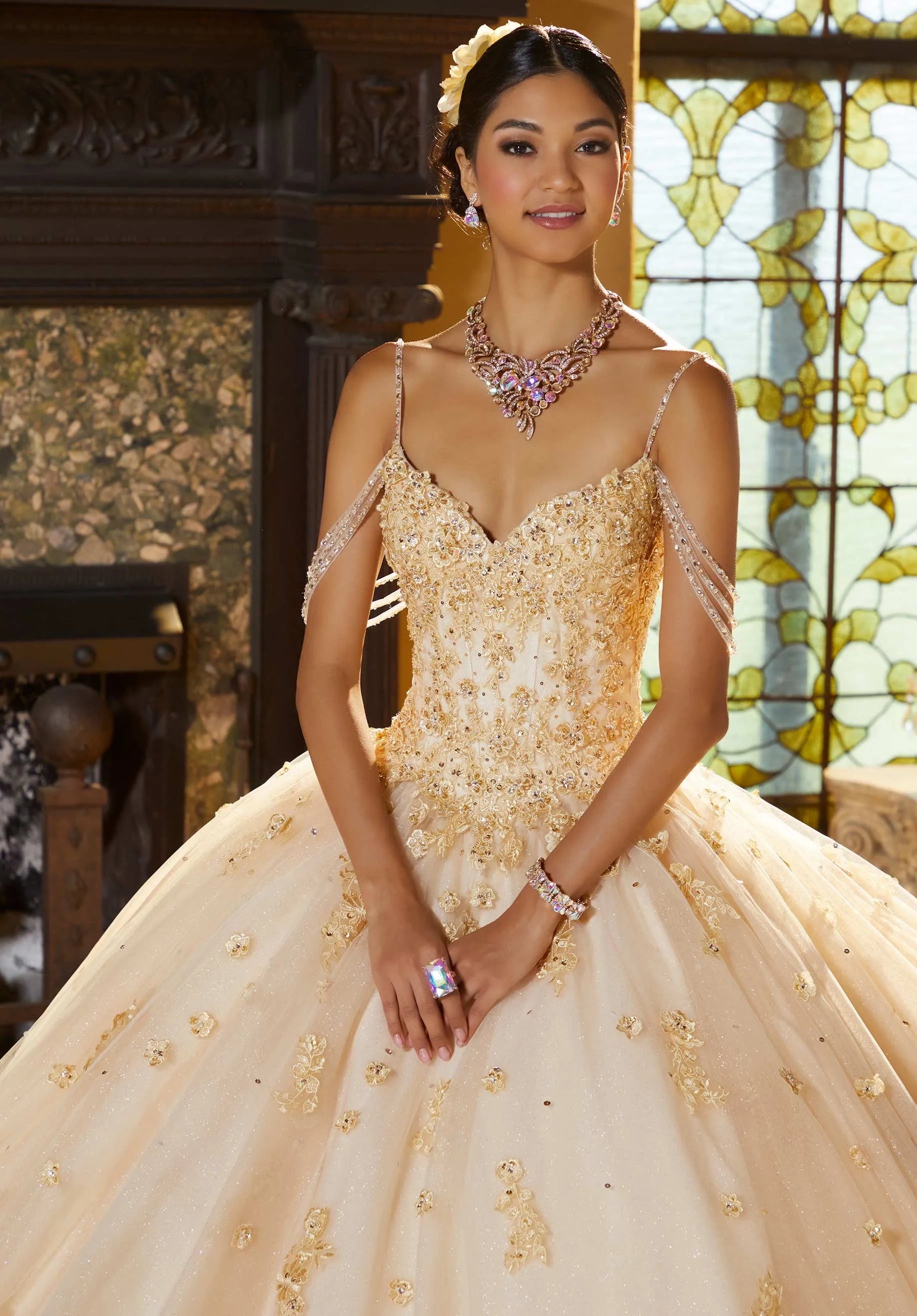 Sweetheart Floor-Length Tulle Quinceañera Ball Gown MGNY Madeline Gardner New York 60155