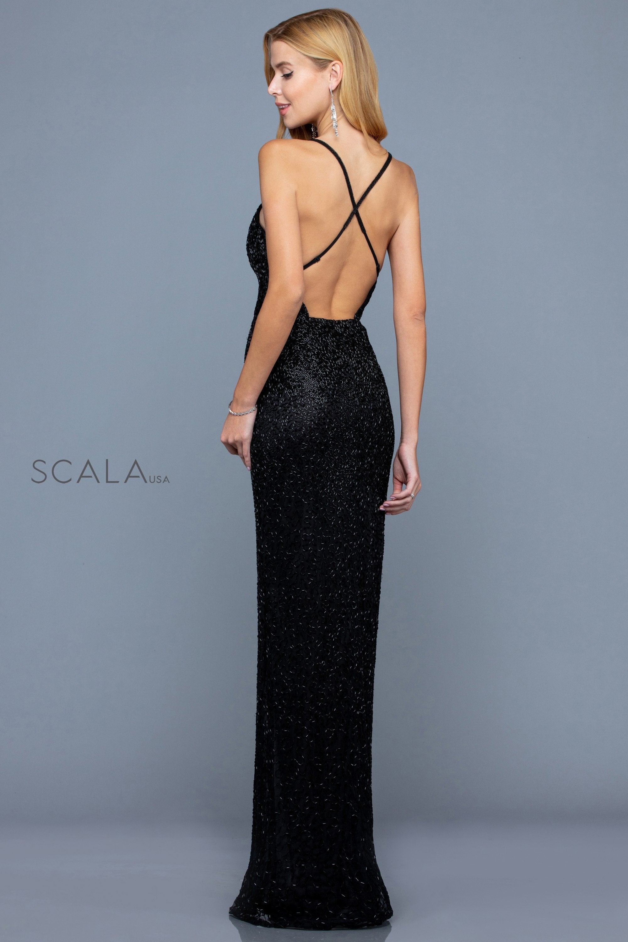 Prom Dresses Fitted Long Slit Formal Prom Dress Black