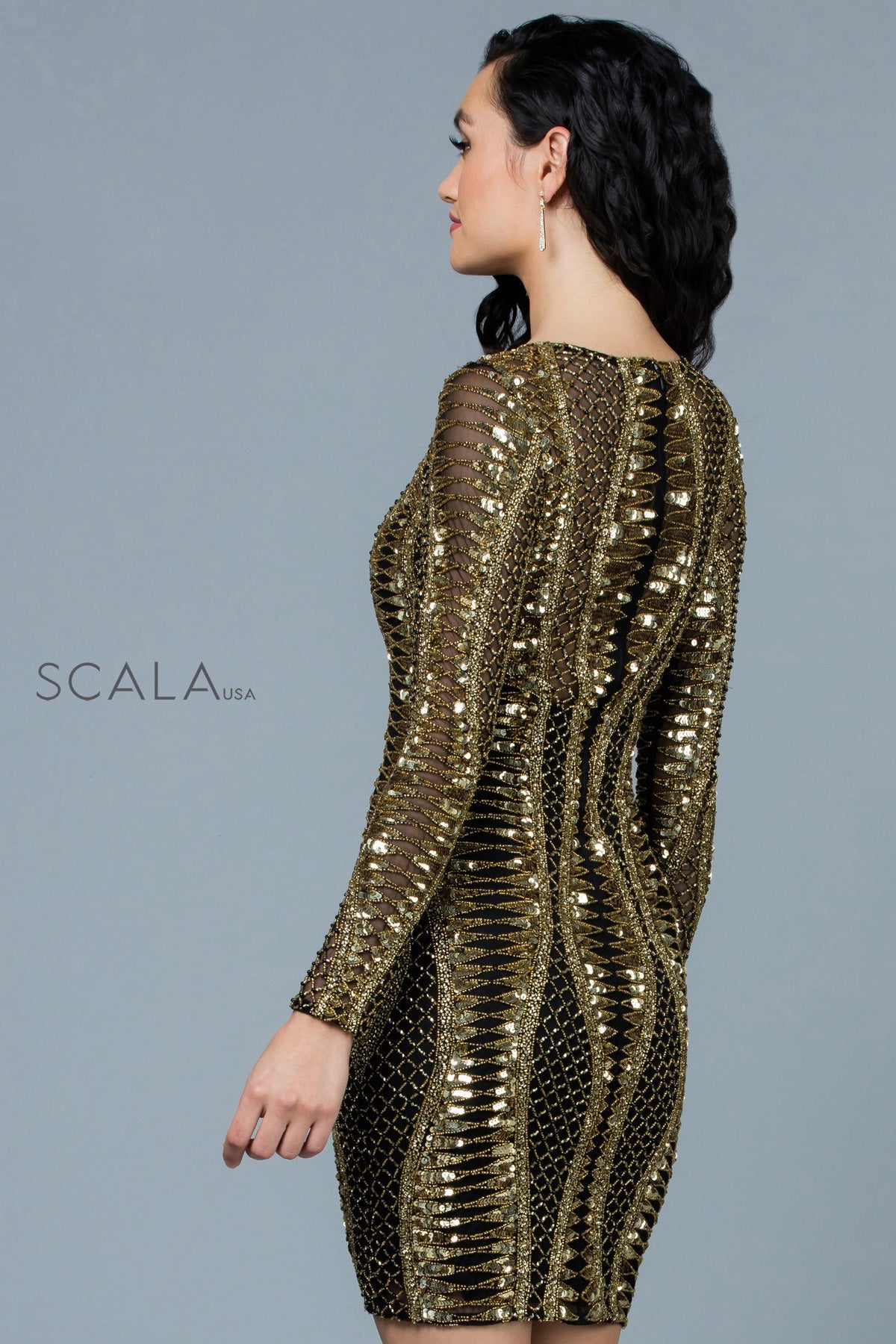 Cocktail Dresses Short Fitted Sequin Cocktail Dress Black/Gold