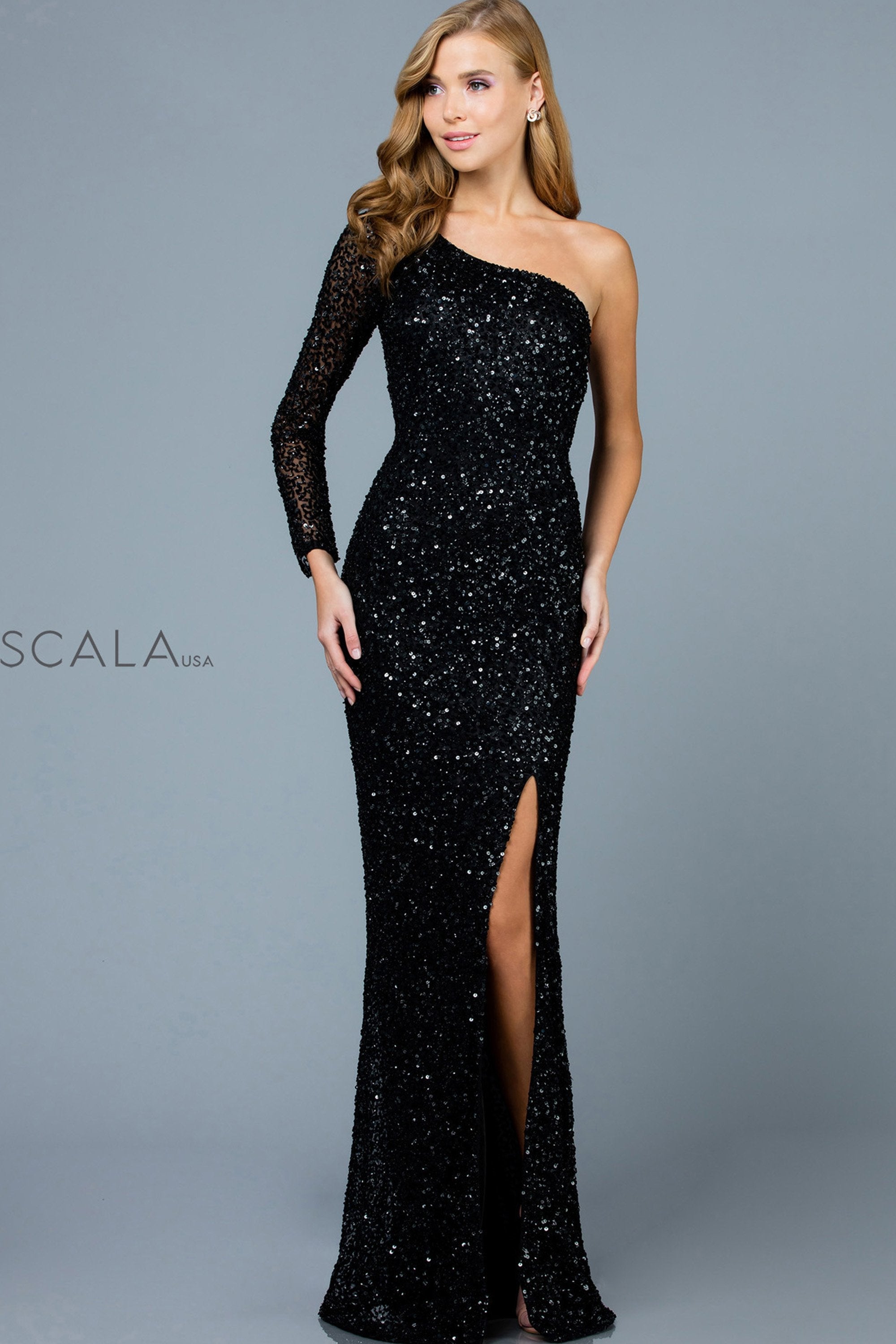 Prom Dresses Fitted Long Slit Formal Evening Prom Dress Black