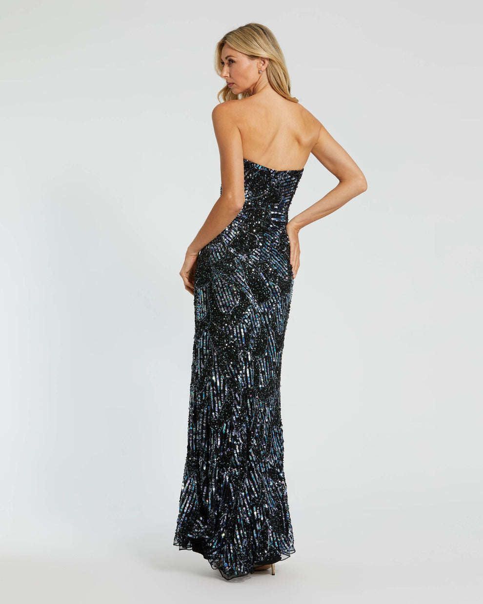 Strapless Straight Neck Floor-Length Sequin Formal Sheath/Column Mac Duggal 6046