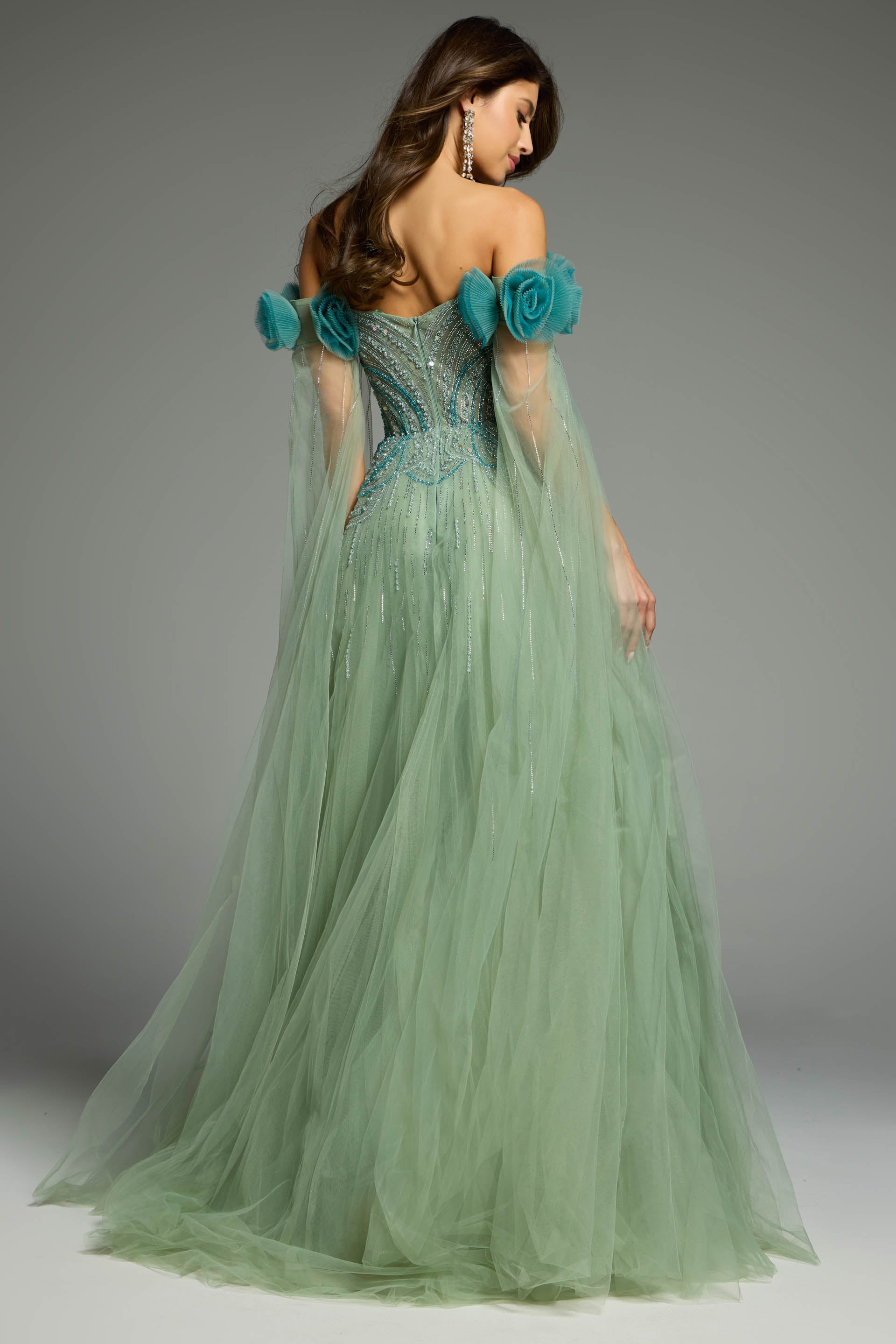 Formal Dresses Long Prom Ball Gown Beaded Corset Formal Dress Jovani 61002 Green