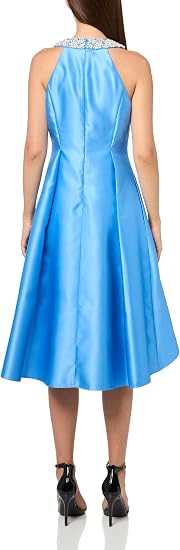 Cool Cloud Adrianna Papell AP1E207350 High-Neck High-Low Satin Cocktail Dress with Pockets