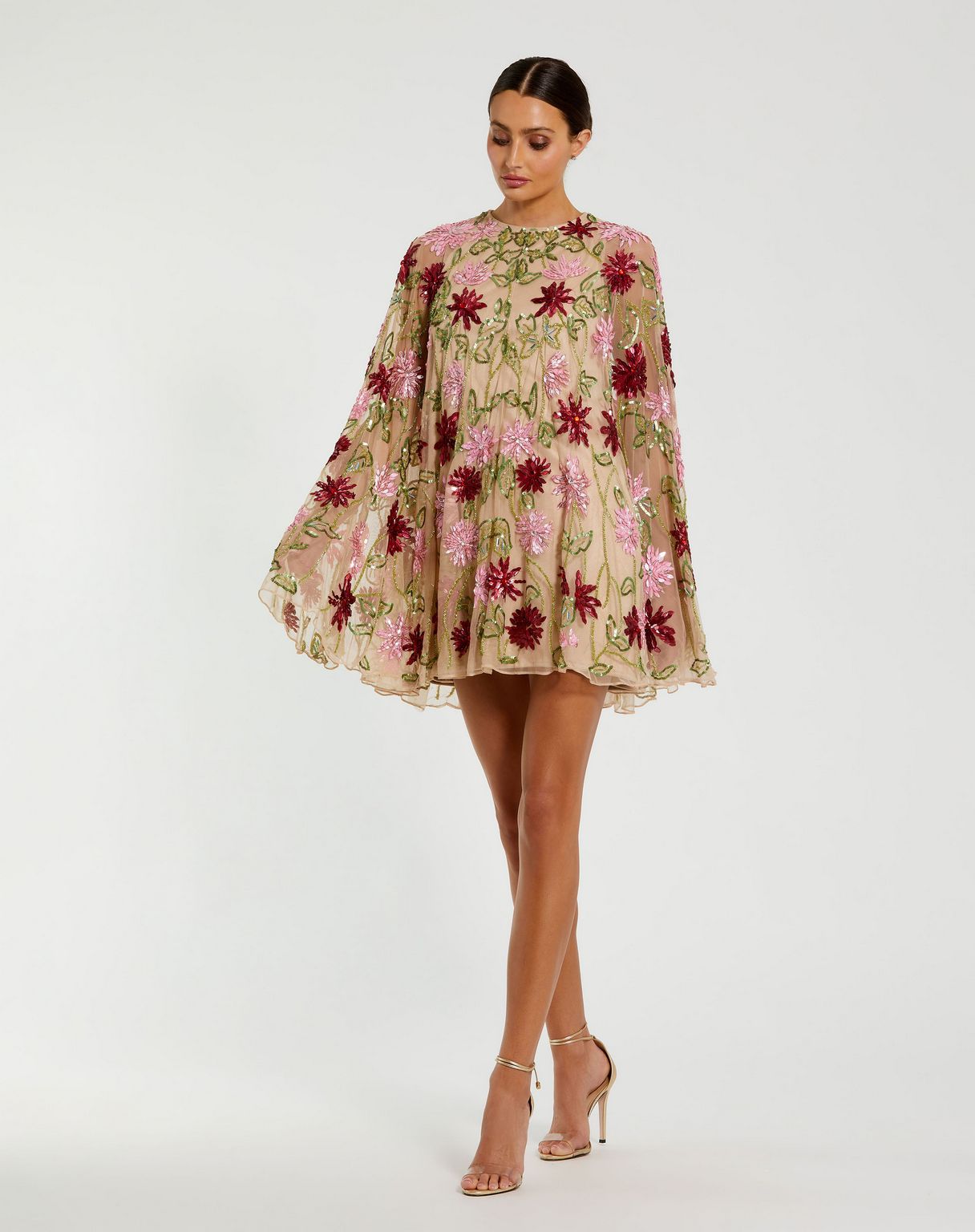Cocktail Dresses Short Sequin A Line Mini Cocktail Dress Nude Multi