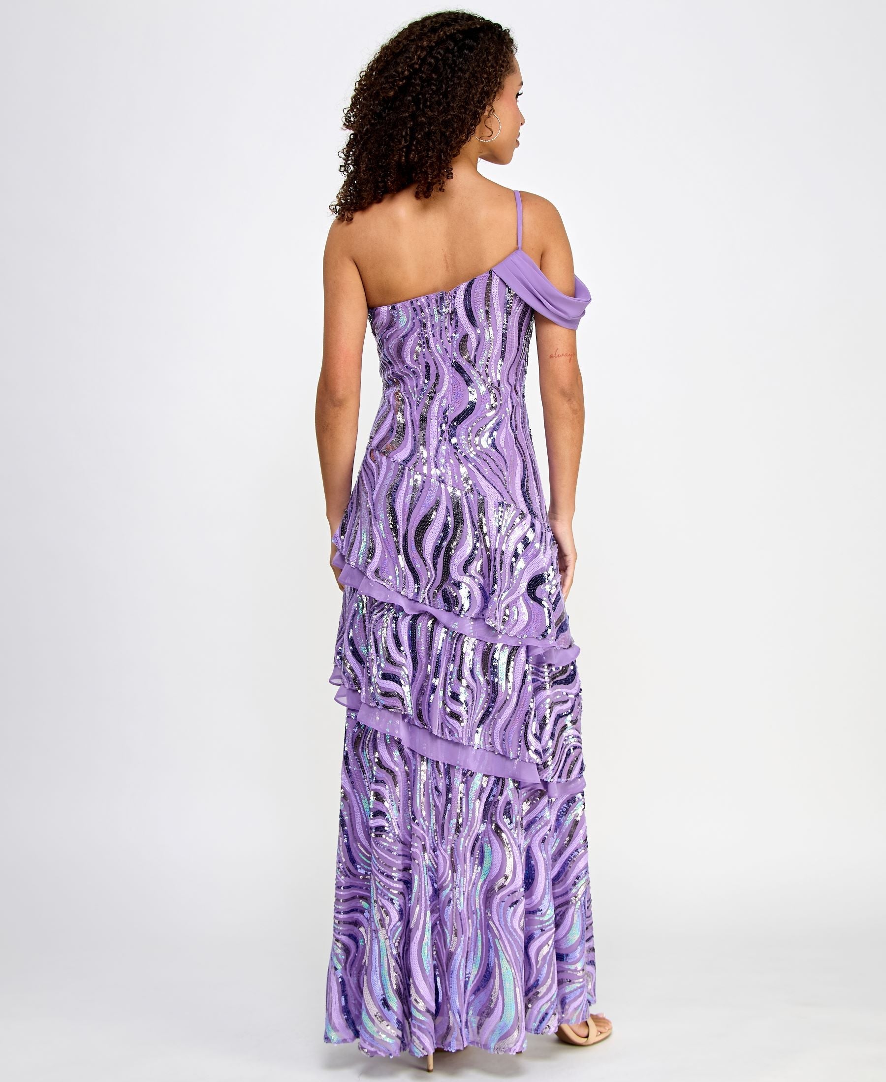 Formal Dresses Long Tiered Sequin Formal Dress Lavender