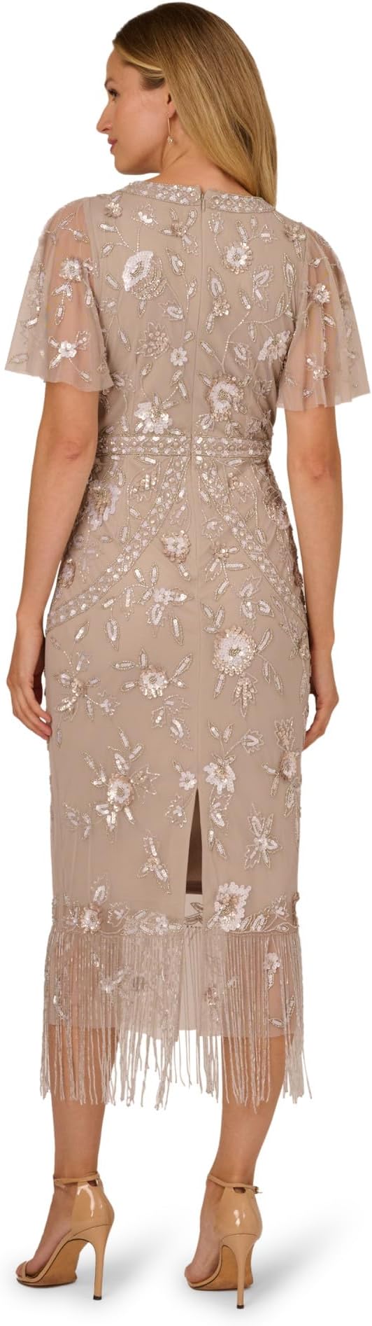 V-Neck Midi Sequin Occasion Fit & Flare Adrianna Papell AP1E212716