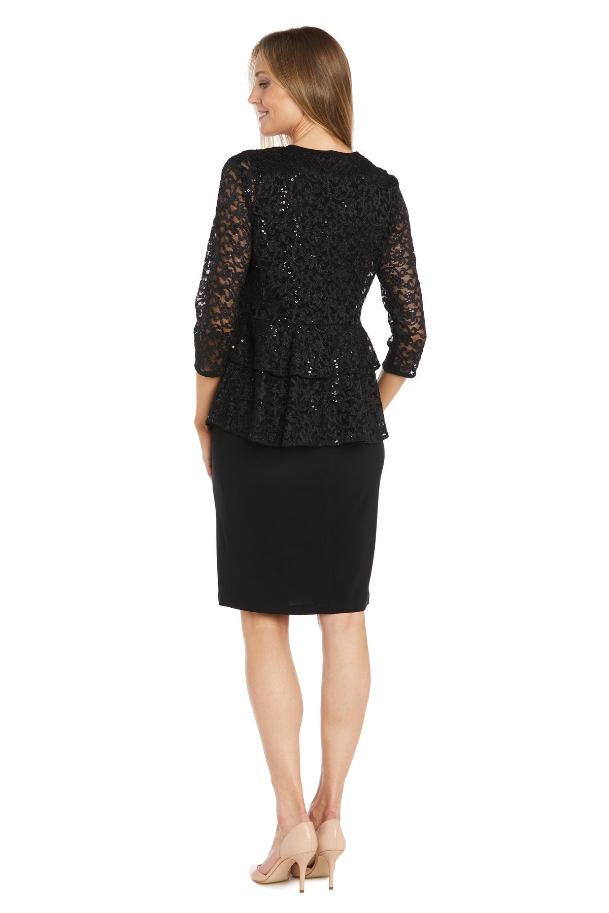 Mother of the Bride Dresses Short Lace Sequin Jacket Mother of the Bride Plus Size Dress Black