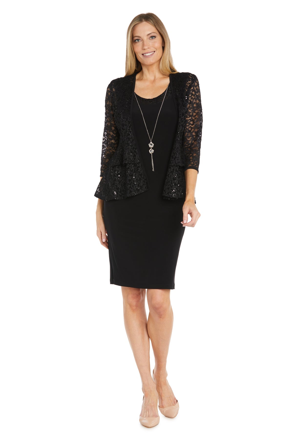 Mother of the Bride Dresses Short Lace Sequin Jacket Mother of the Bride Plus Size Dress Black