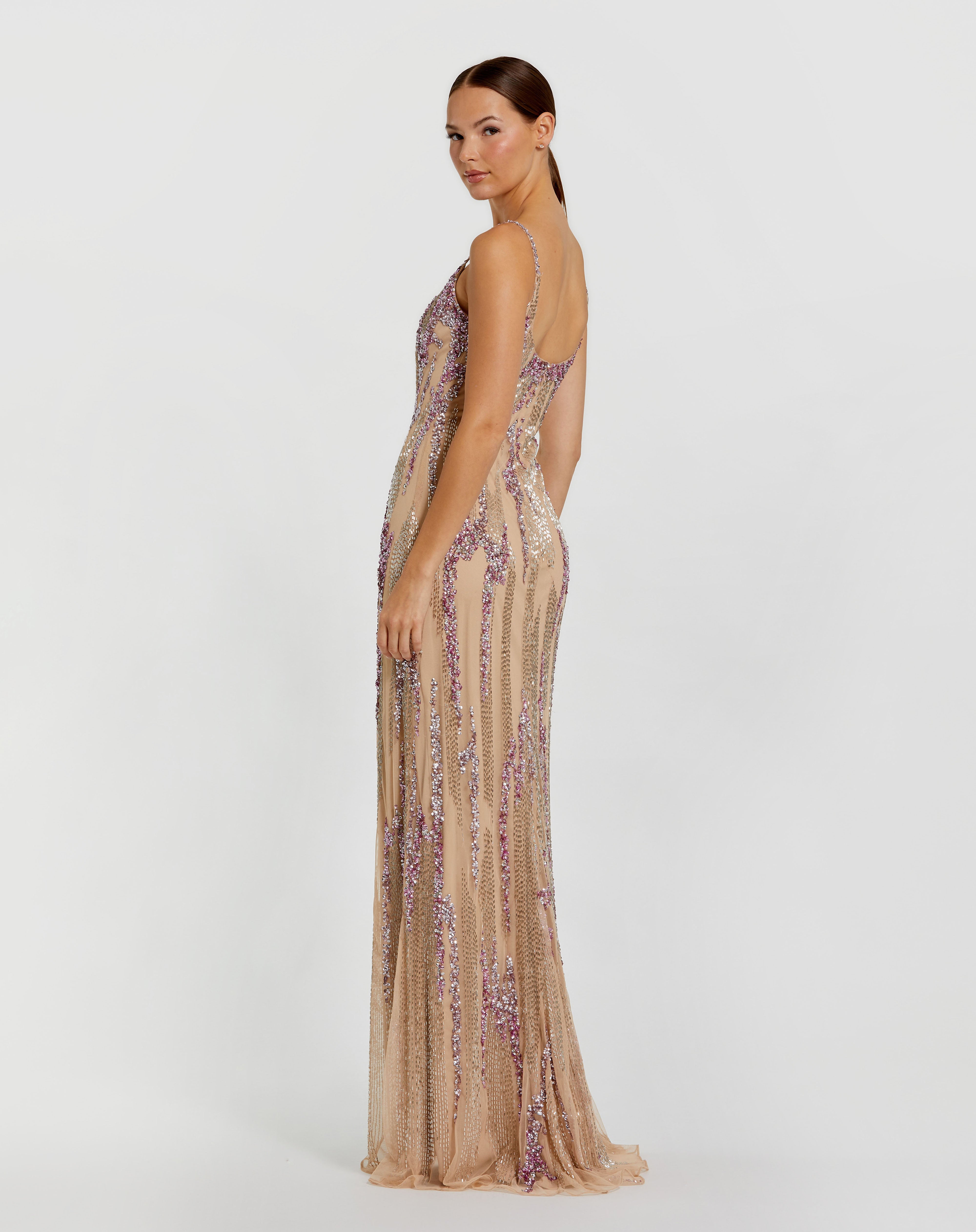 Prom Dresses Beaded Long Formal A Line Dress Mac Duggal 2354 Porcelain