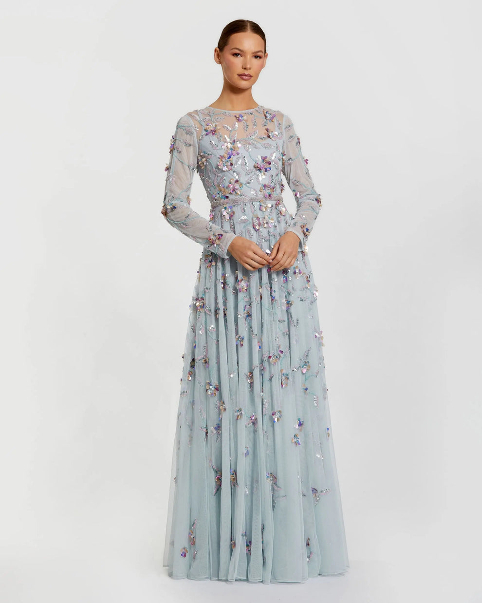 Illusion Floor-Length Tulle Occasion A-Line Mac Duggal 996183P