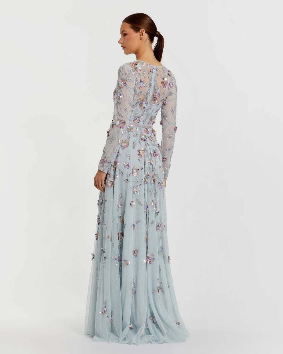 Illusion Floor-Length Tulle Occasion A-Line Mac Duggal 996183P