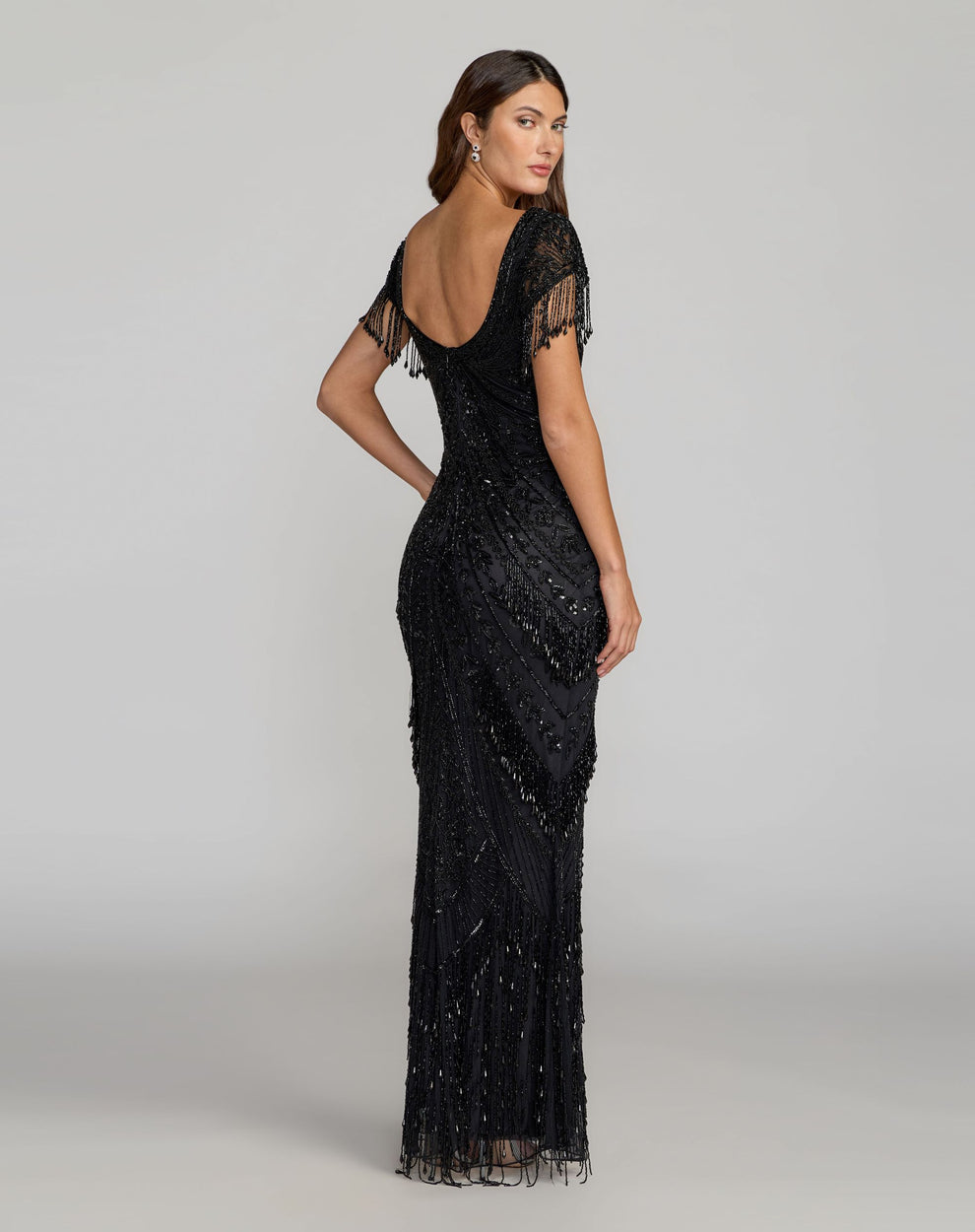 Formal Dress Long Formal Fitted Beaded Dress Black