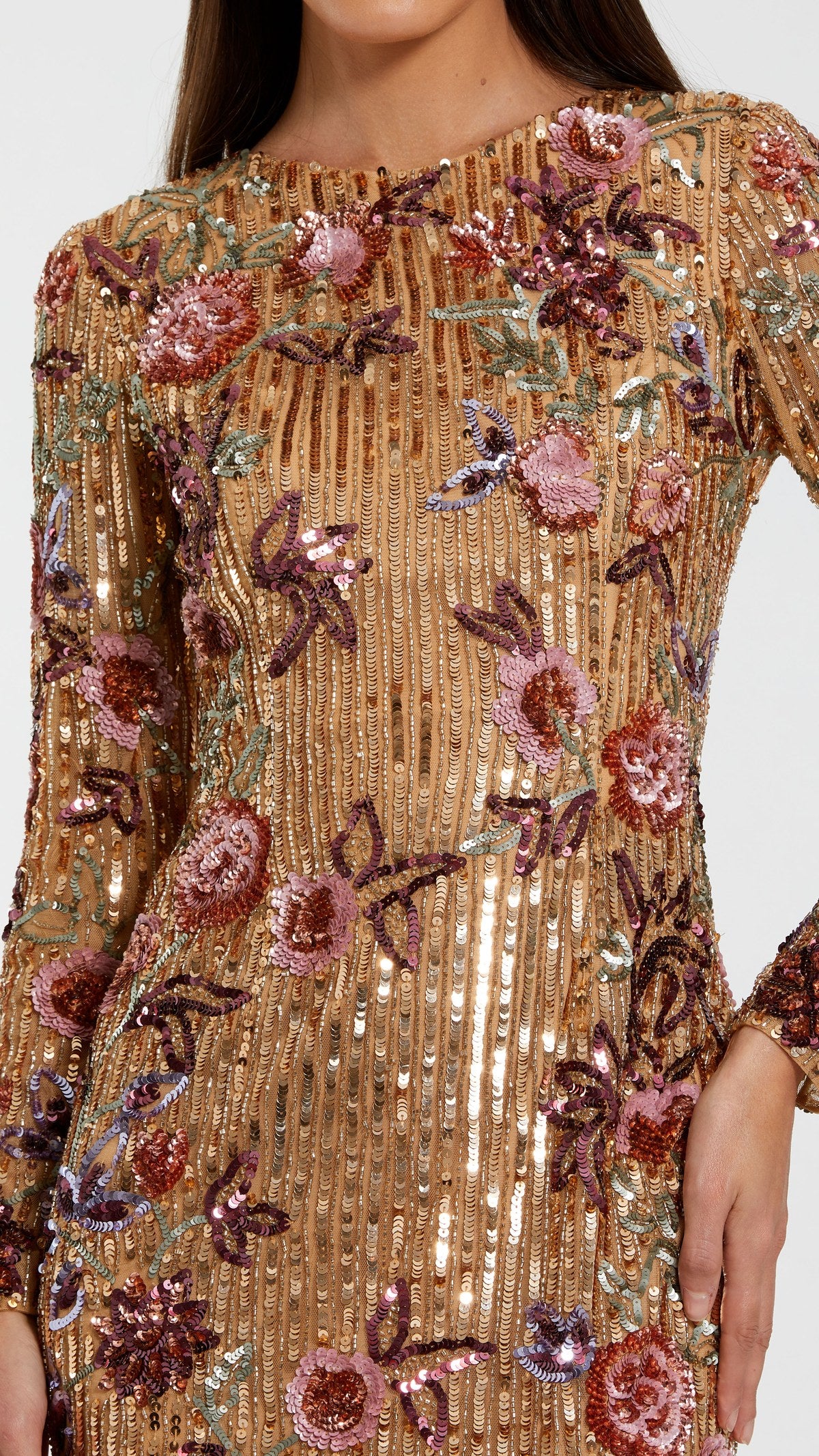 Mac Duggal style 6194 in Gold Multi, detail view