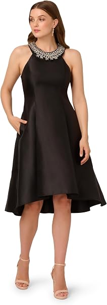 Halter High-Low Satin Occasion A-Line Adrianna Papell AP1E212055