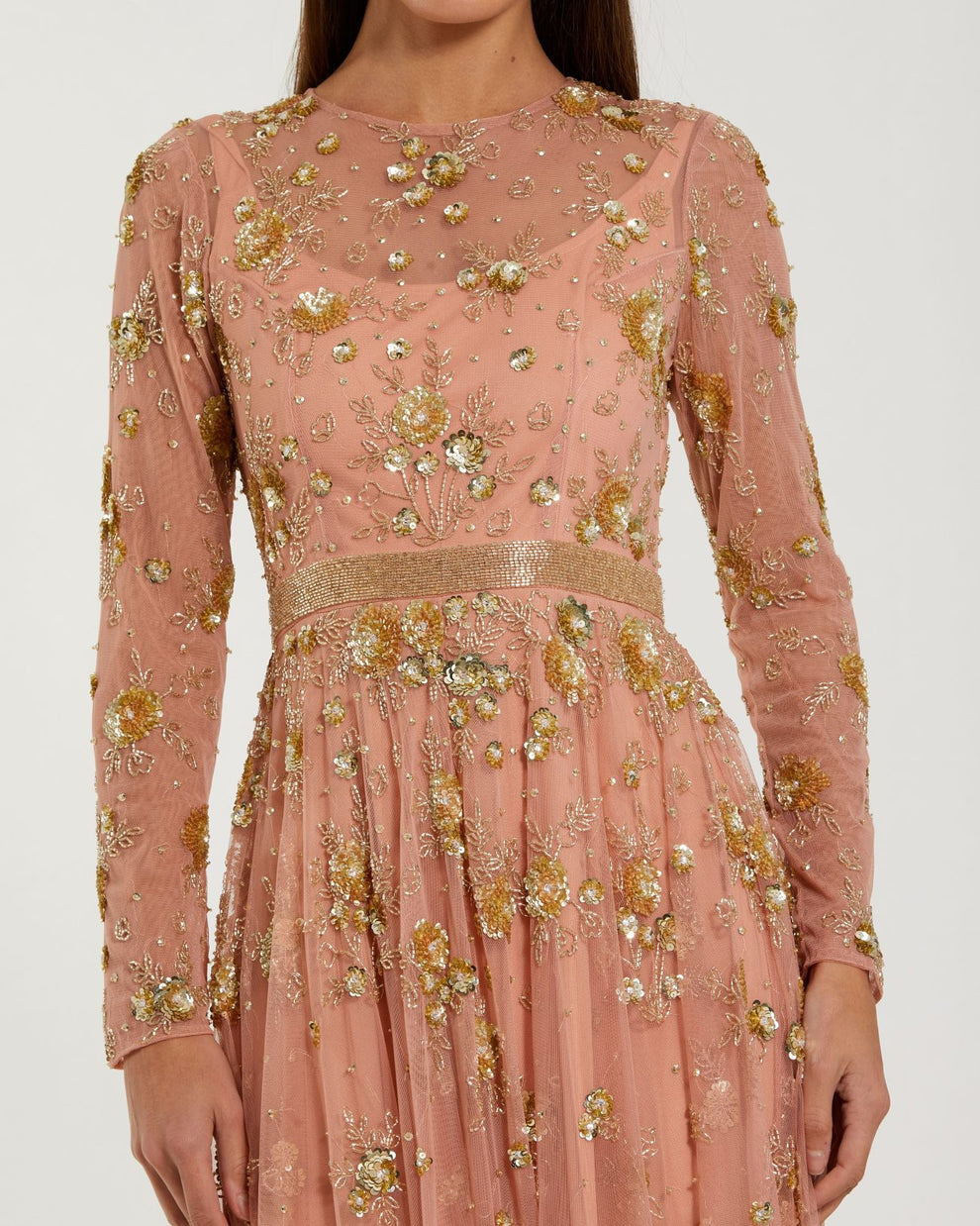 Cocktail Dresses Long Sleeve Short A Line Midi Cocktail Dress Mac Duggal 6208 Peach