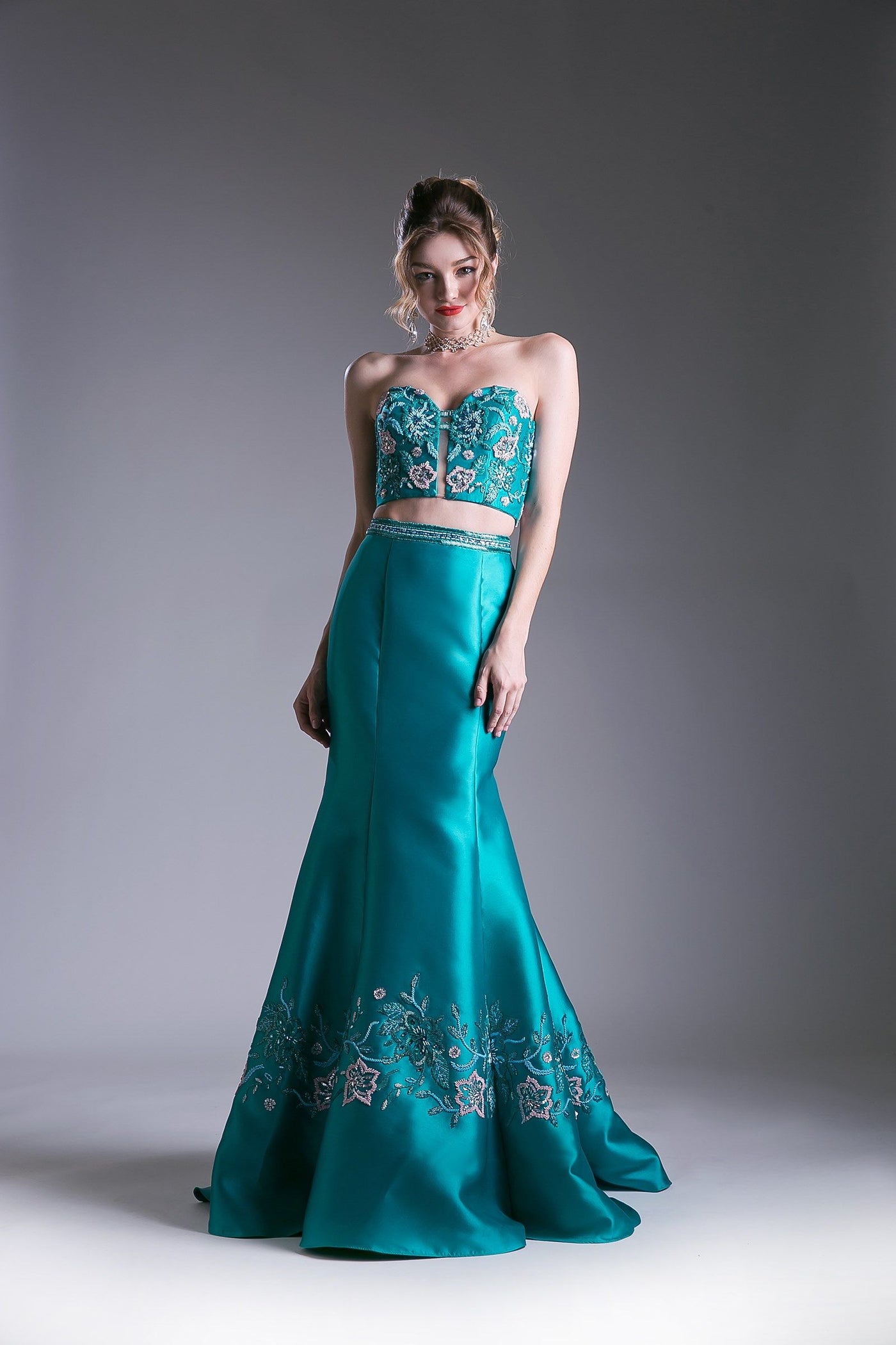 Prom Dresses Long Formal Beaded Two Piece Prom Dress Jade