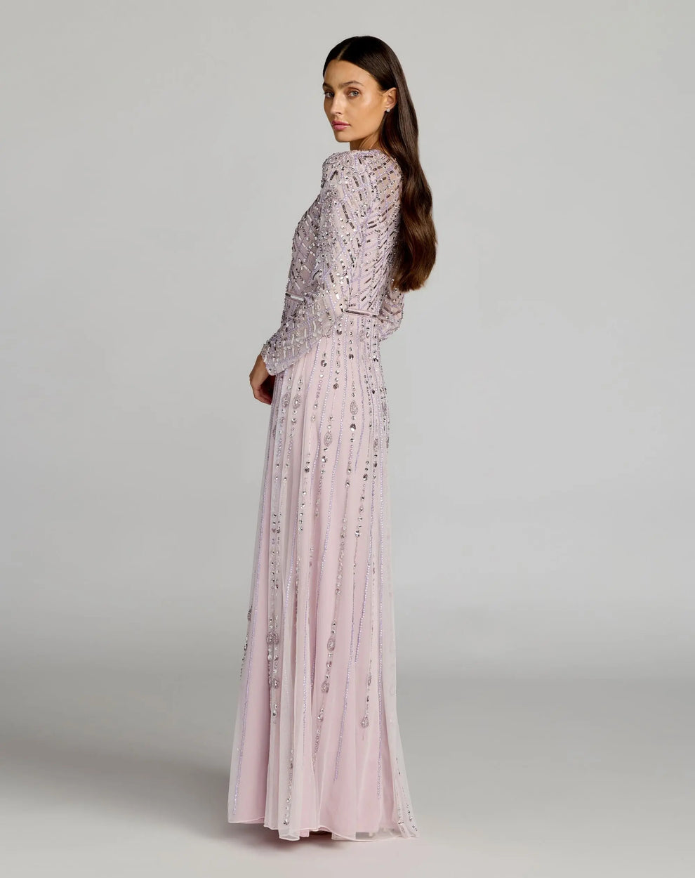 Jewel Long Embellished Evening Gown by Mac Duggal 6236 in Vintage Lilac