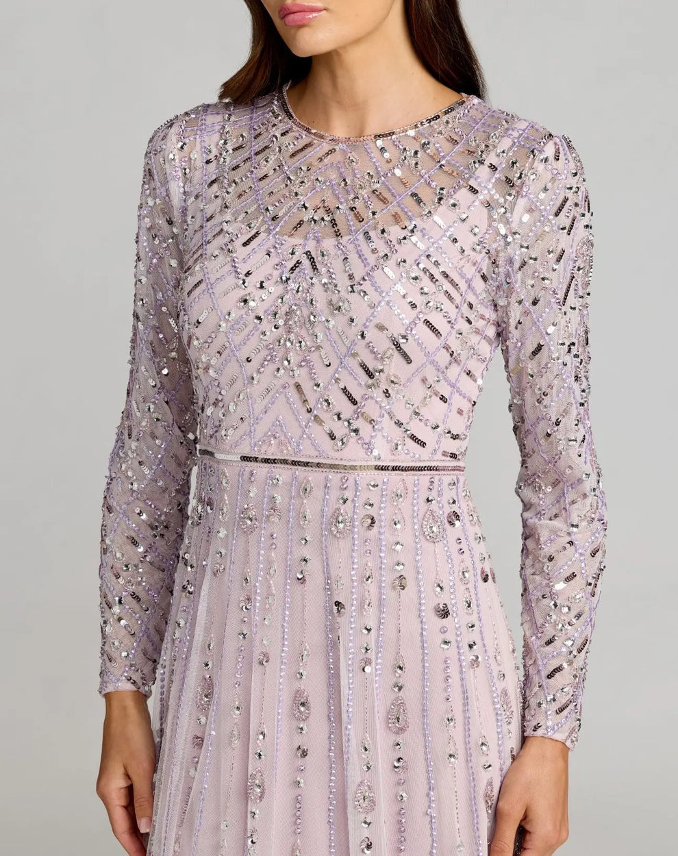 Jewel Long Embellished Evening Gown by Mac Duggal 6236 in Vintage Lilac