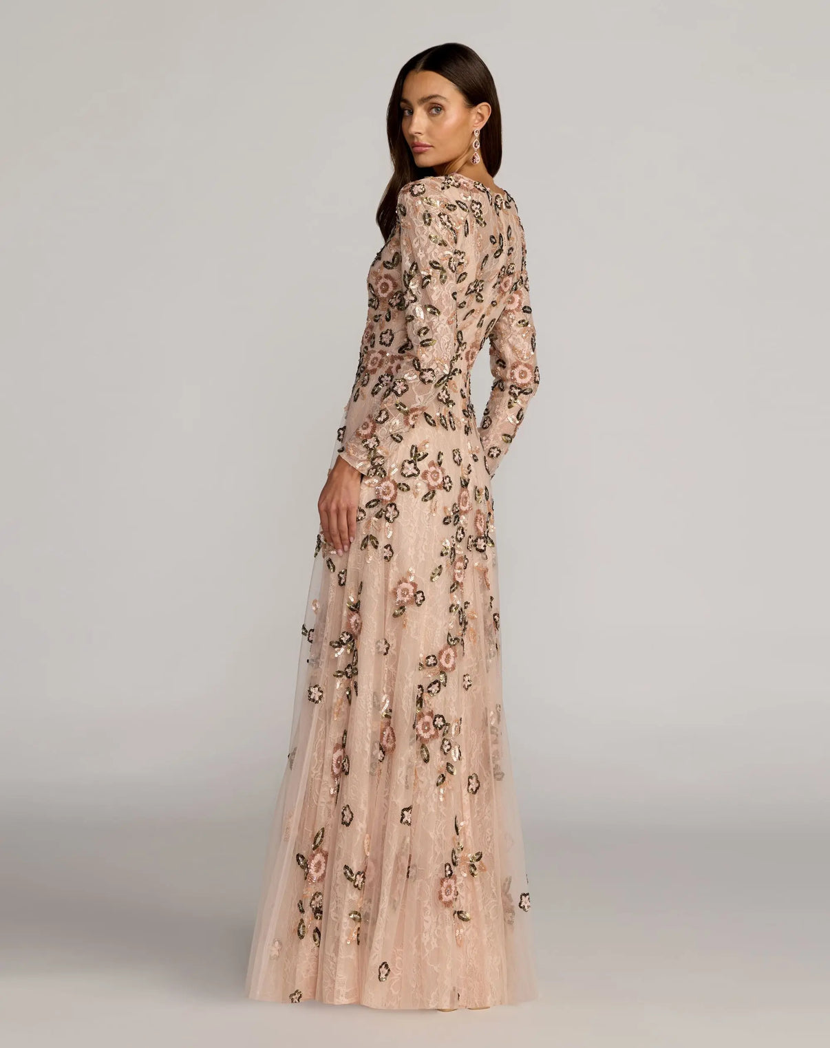 Crew/High-Neck Floor-Length Tulle Occasion A-Line Mac Duggal 6239