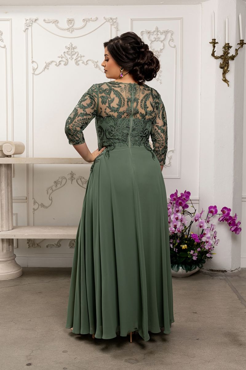 Illusion Floor-Length Chiffon Evening Gown A-Line May Queen 2210