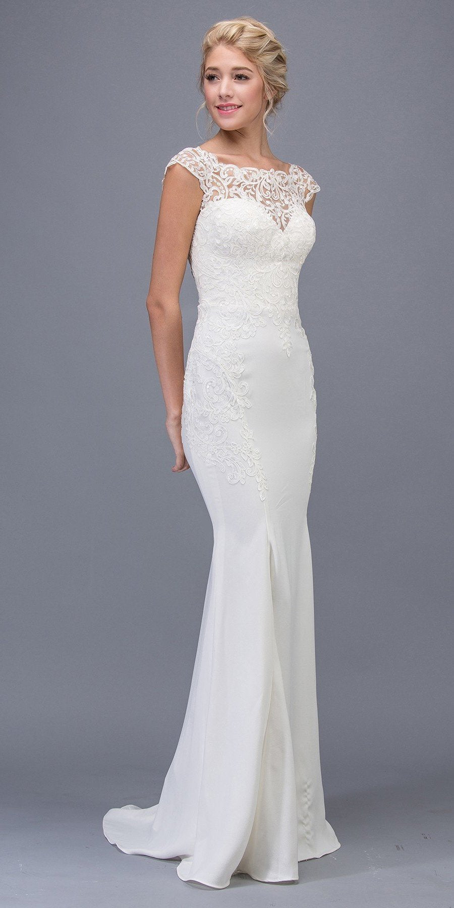 Wedding Dresses Long Lace Bridal Wedding Dress Eureka Fashion 6510 White