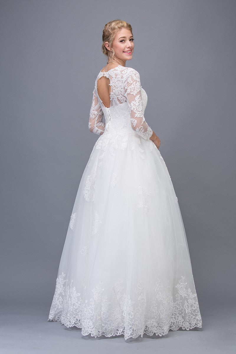 Wedding Dresses Long Lace Bridal Wedding A Line Dress Eureka Fashion 6515 Off White