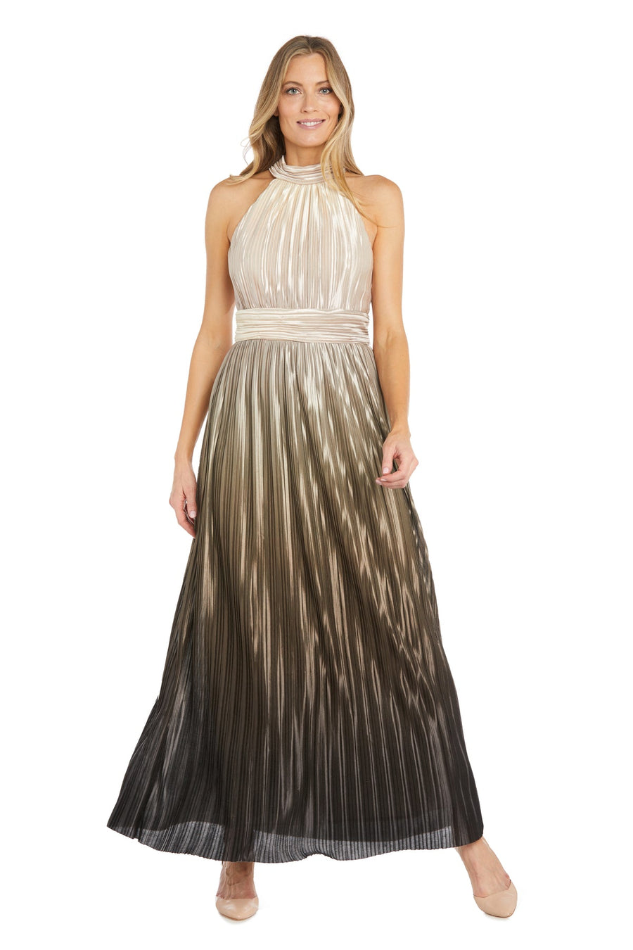 Formal Dresses Long Fitted Pleated Formal Plus Size Dress Champagne/Taupe