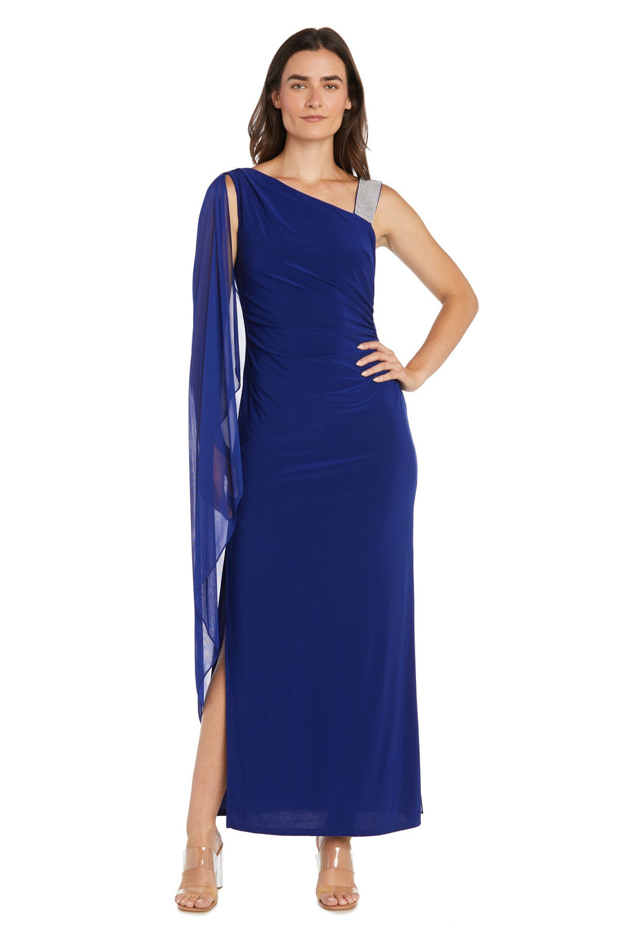 Prom Dresses Long Fitted High Slit Formal Prom Dress Electric Blue