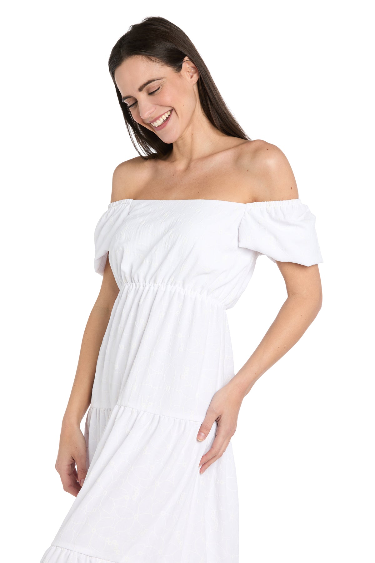 Cocktail Dresses Short Cocktail Tiered Midi Length Dress White