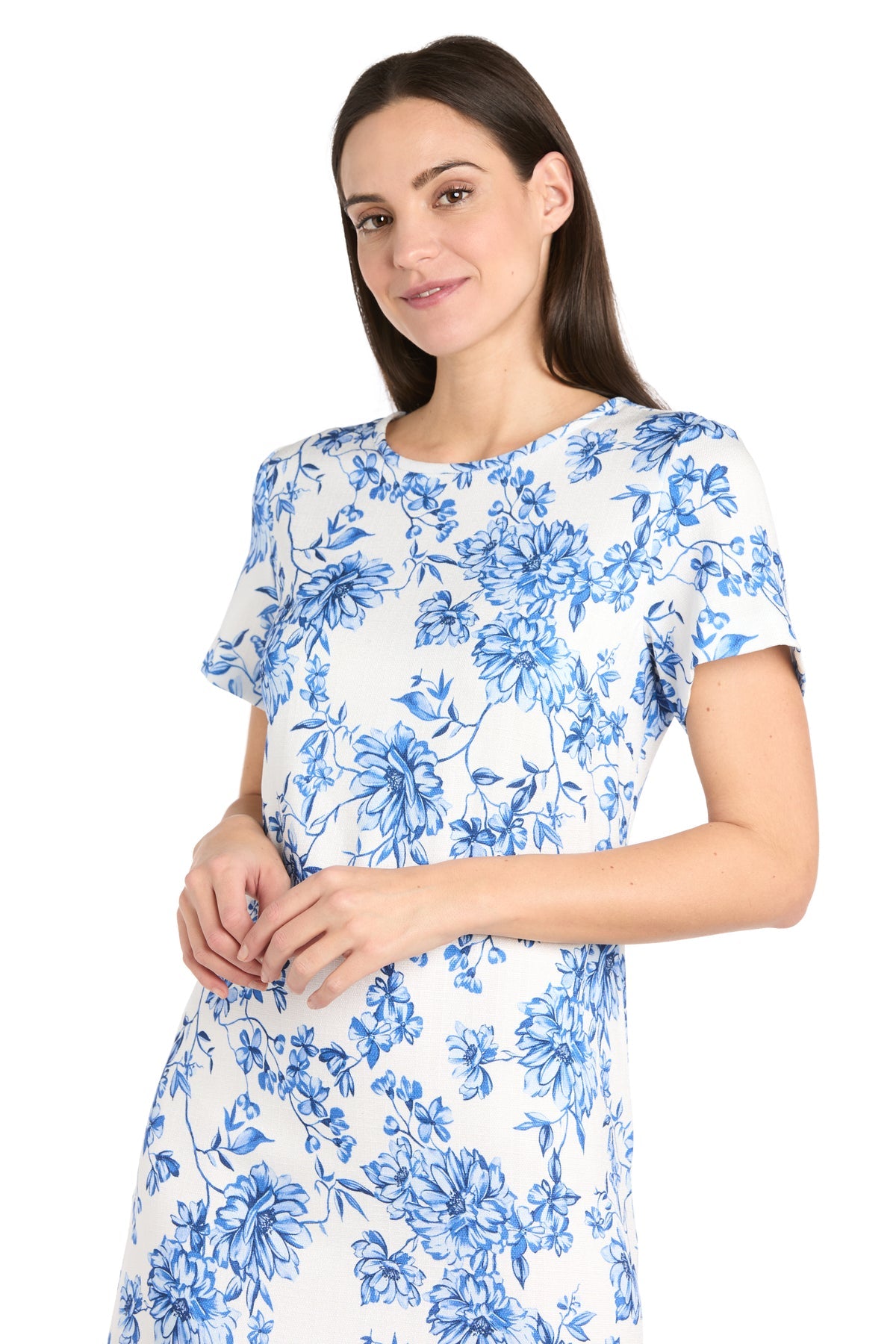 Cocktail Dresses Short Floral Print Cocktail Dress White/Blue