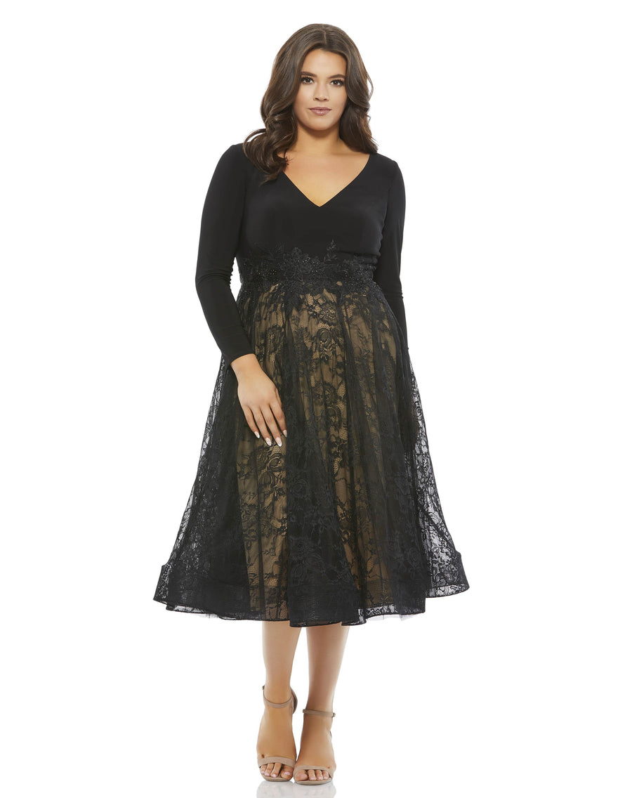 Plus Size Dresses Long Sleeve Plus Size Short Cocktail Midi Dress Black Nude