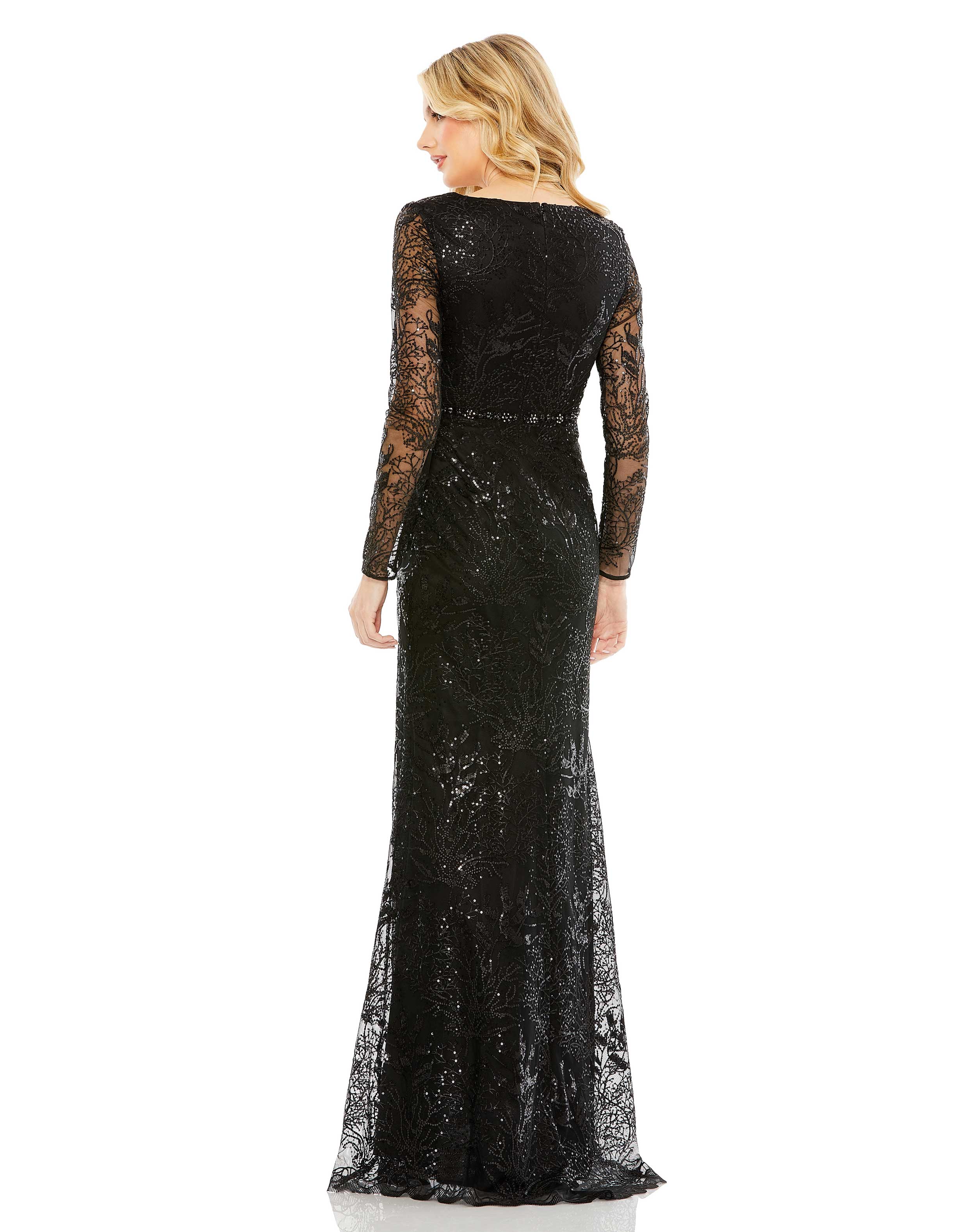Formal Dresses Long Sleeve Formal Fitted Dress Black