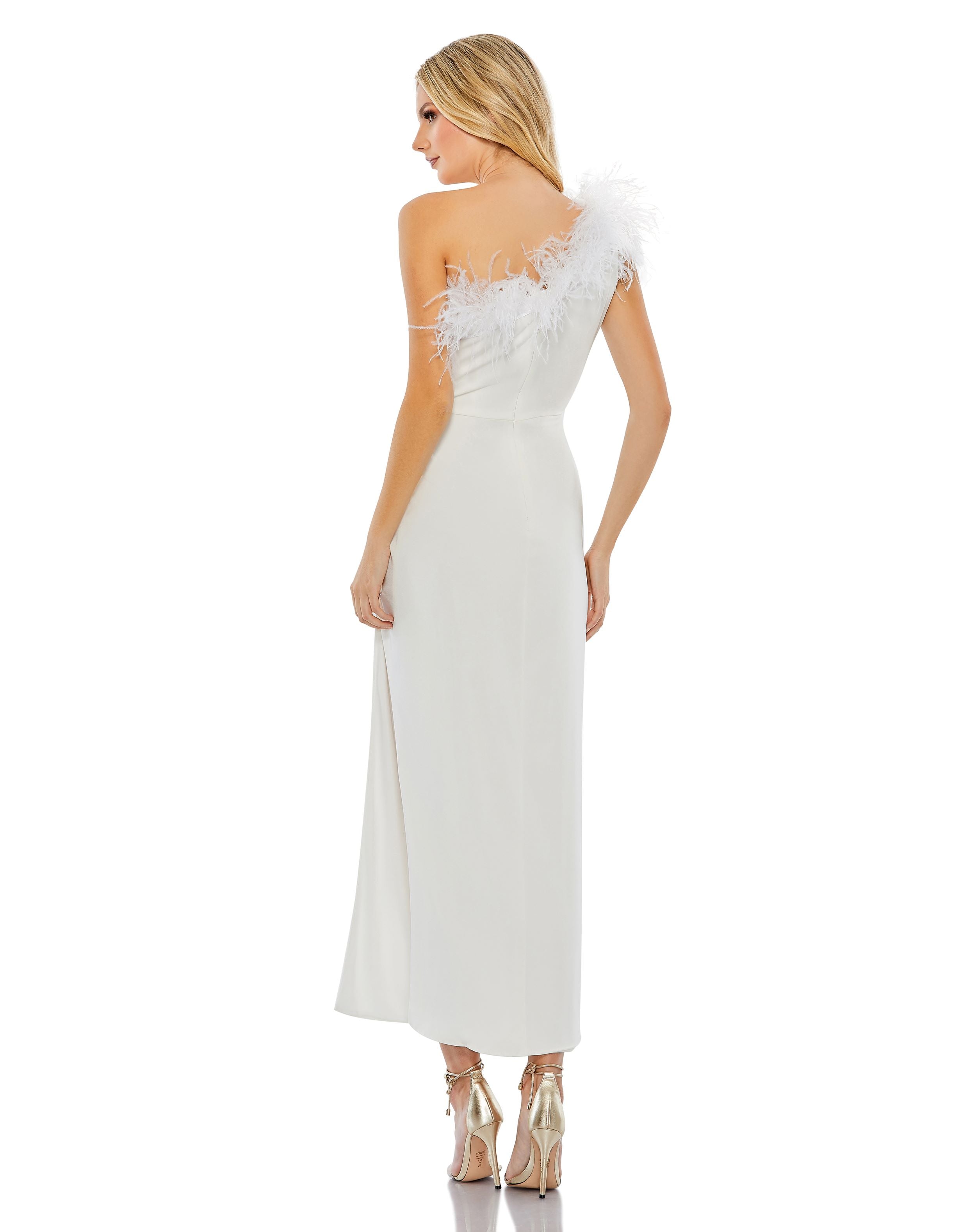 Cocktail Dresses Short Feather Cocktail Midi Dress White