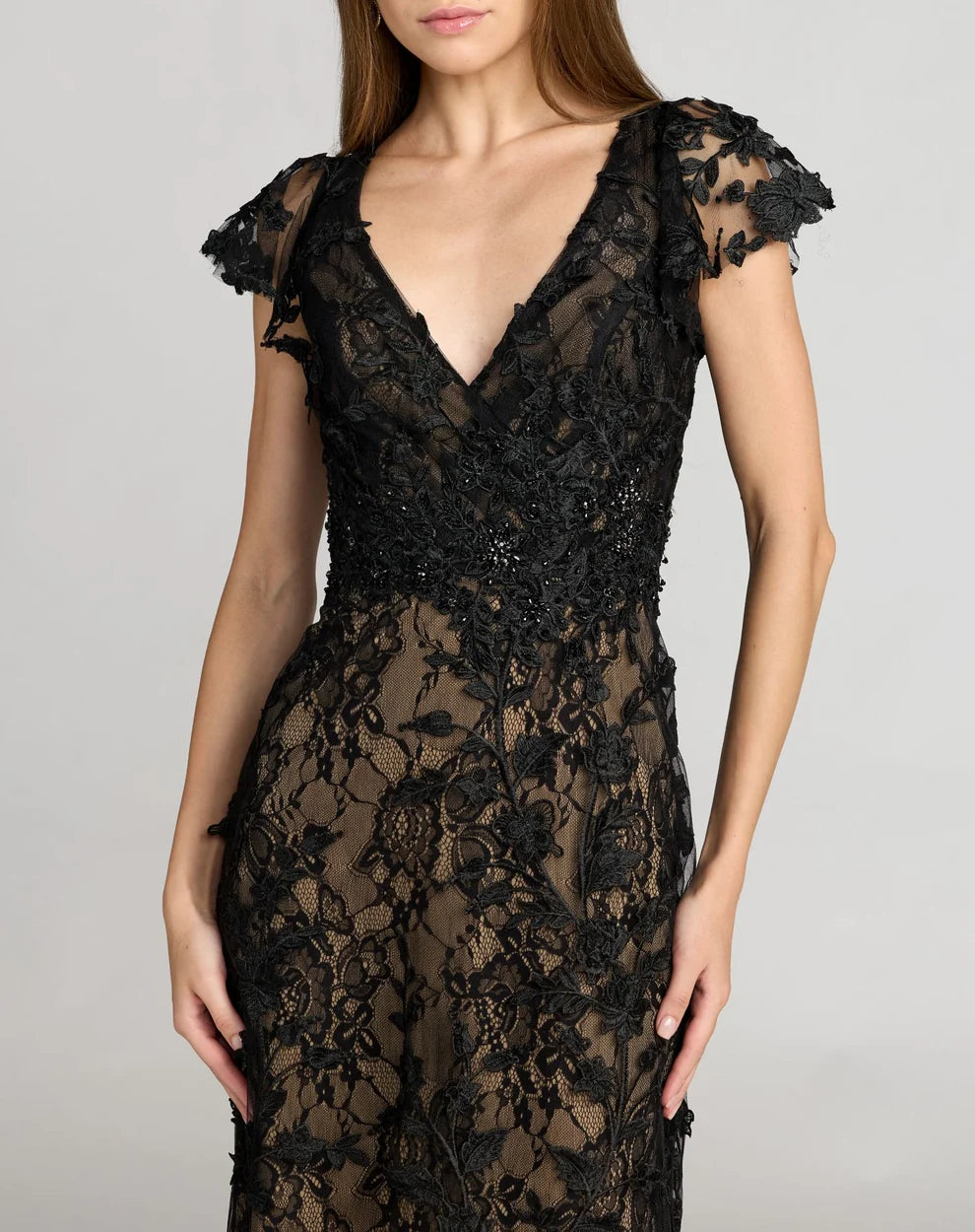 Formal Dresses Formal Long Applique Evening Dress Black Nude