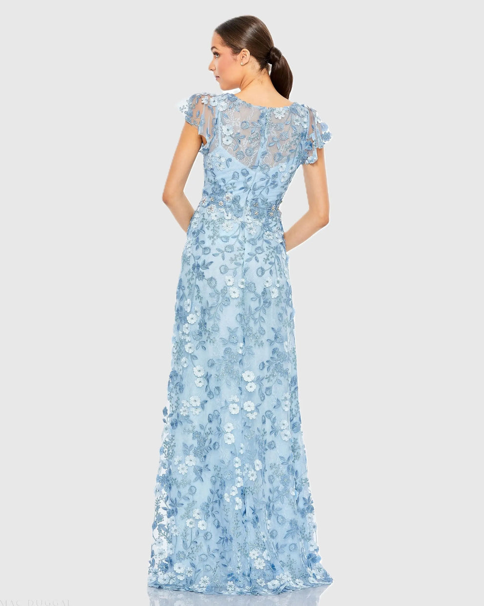 V-Neck Floor-Length Lace Evening Mermaid Mac Duggal 9968192P