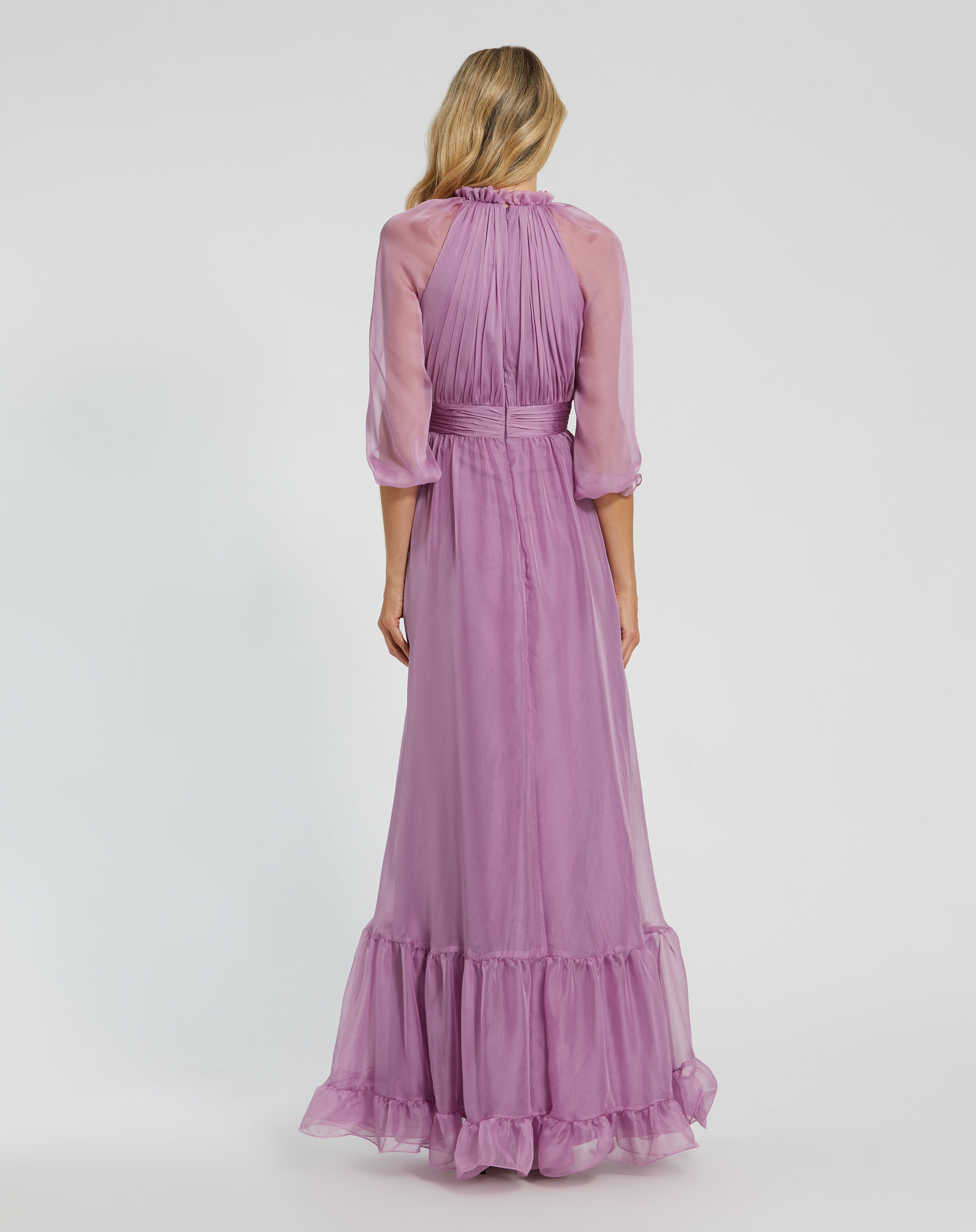 Formal Dresses Long Formal 3/4 Sleeve Chiffon Dress Vintage Lilac