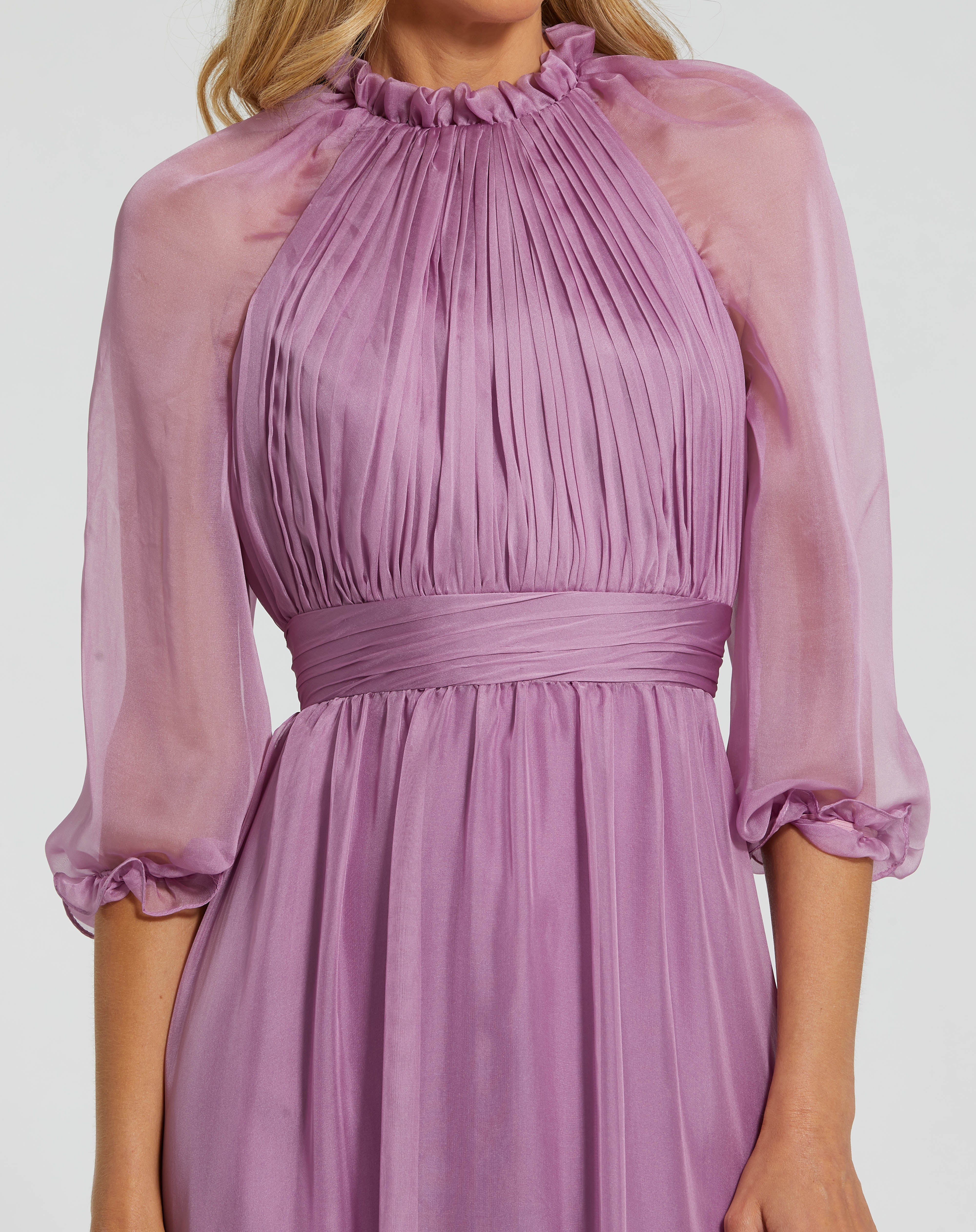 Formal Dresses Long Formal 3/4 Sleeve Chiffon Dress Vintage Lilac