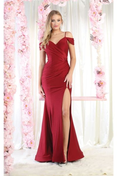 Off-the-Shoulder Floor-Length Jersey Formal Mermaid May Queen 1855