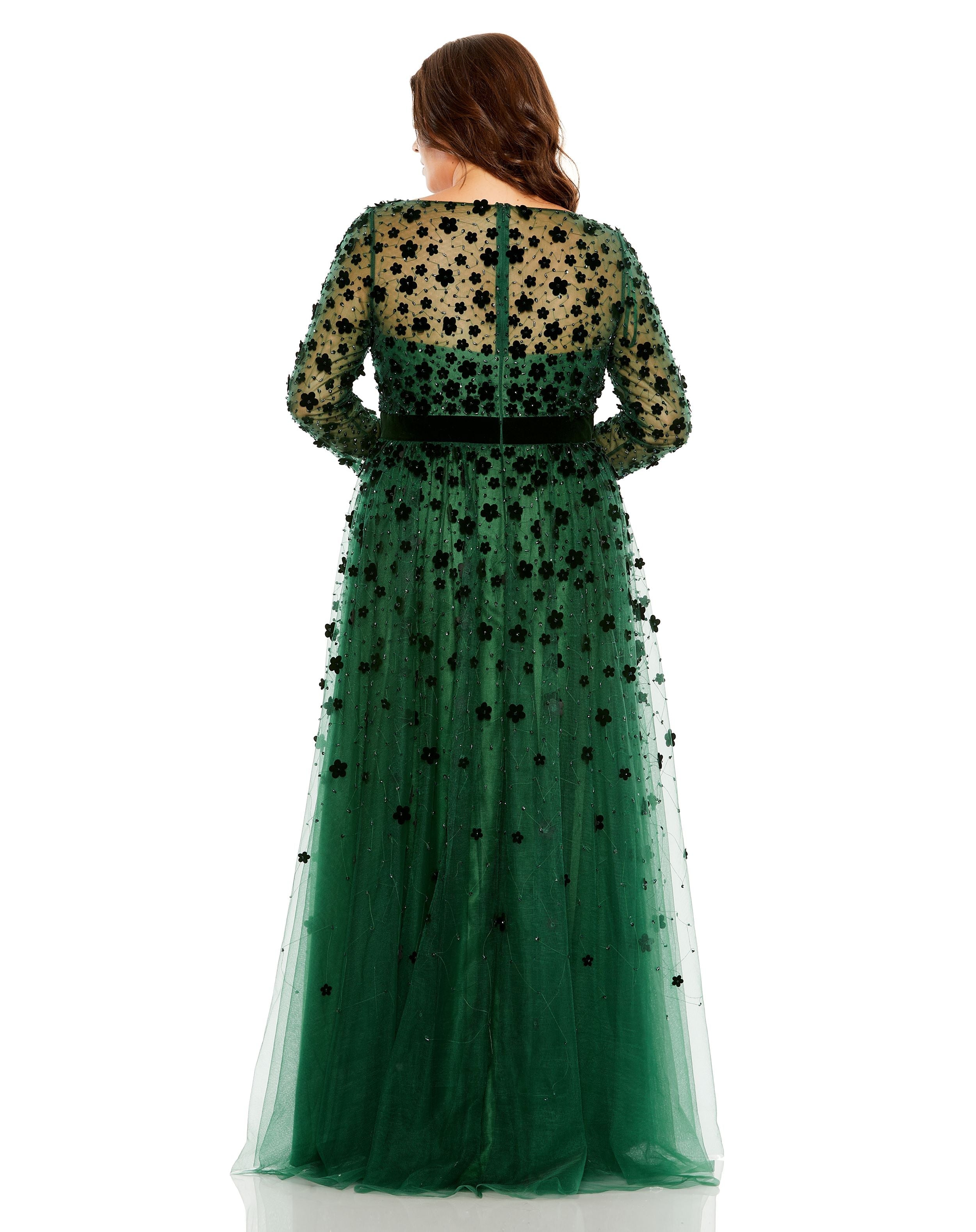 Plus Size Dresses Long Sleeve Plus Size A Line Formal Gown Emerald