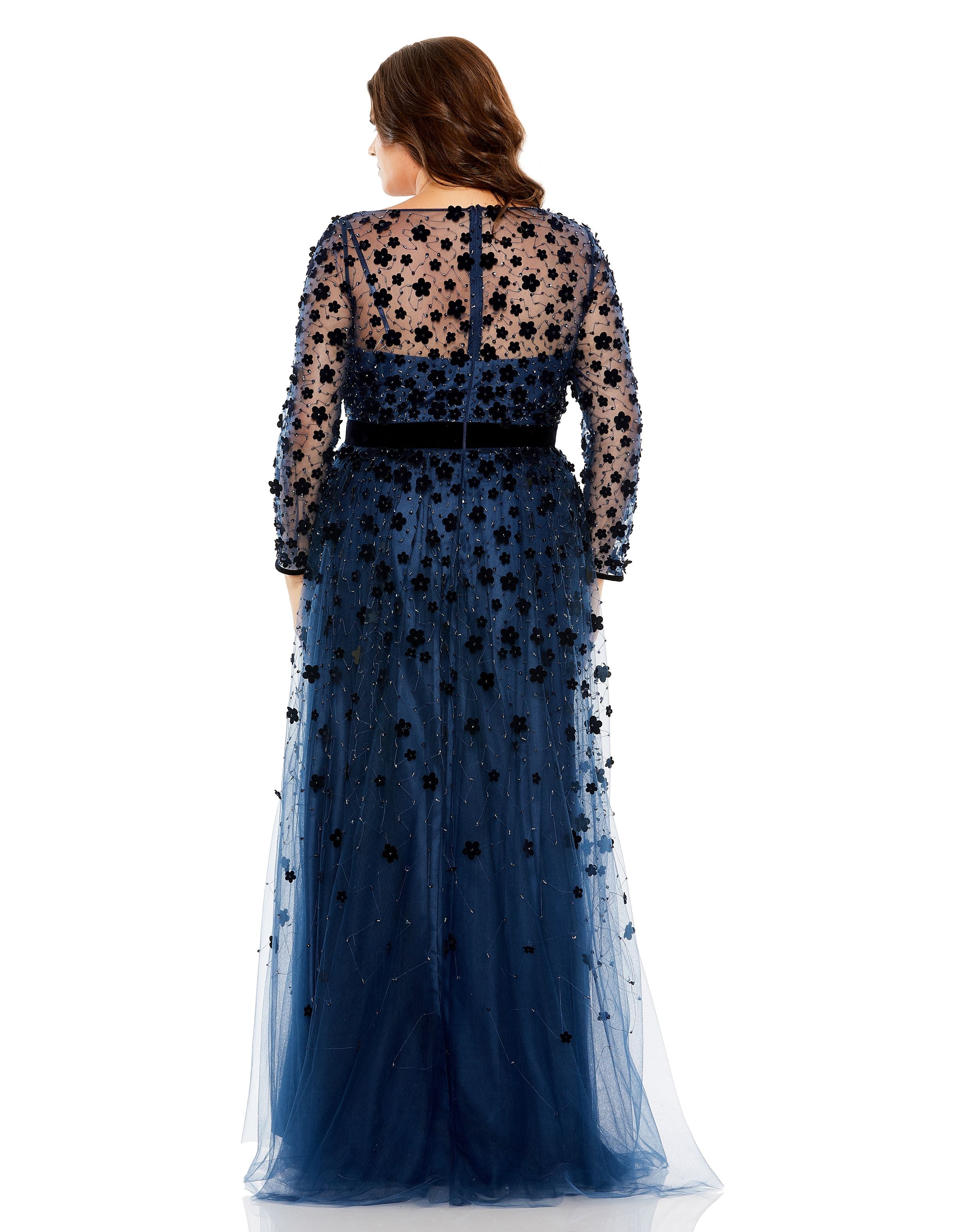 Plus Size Dresses Long Sleeve Plus Size A Line Formal Gown Midnight