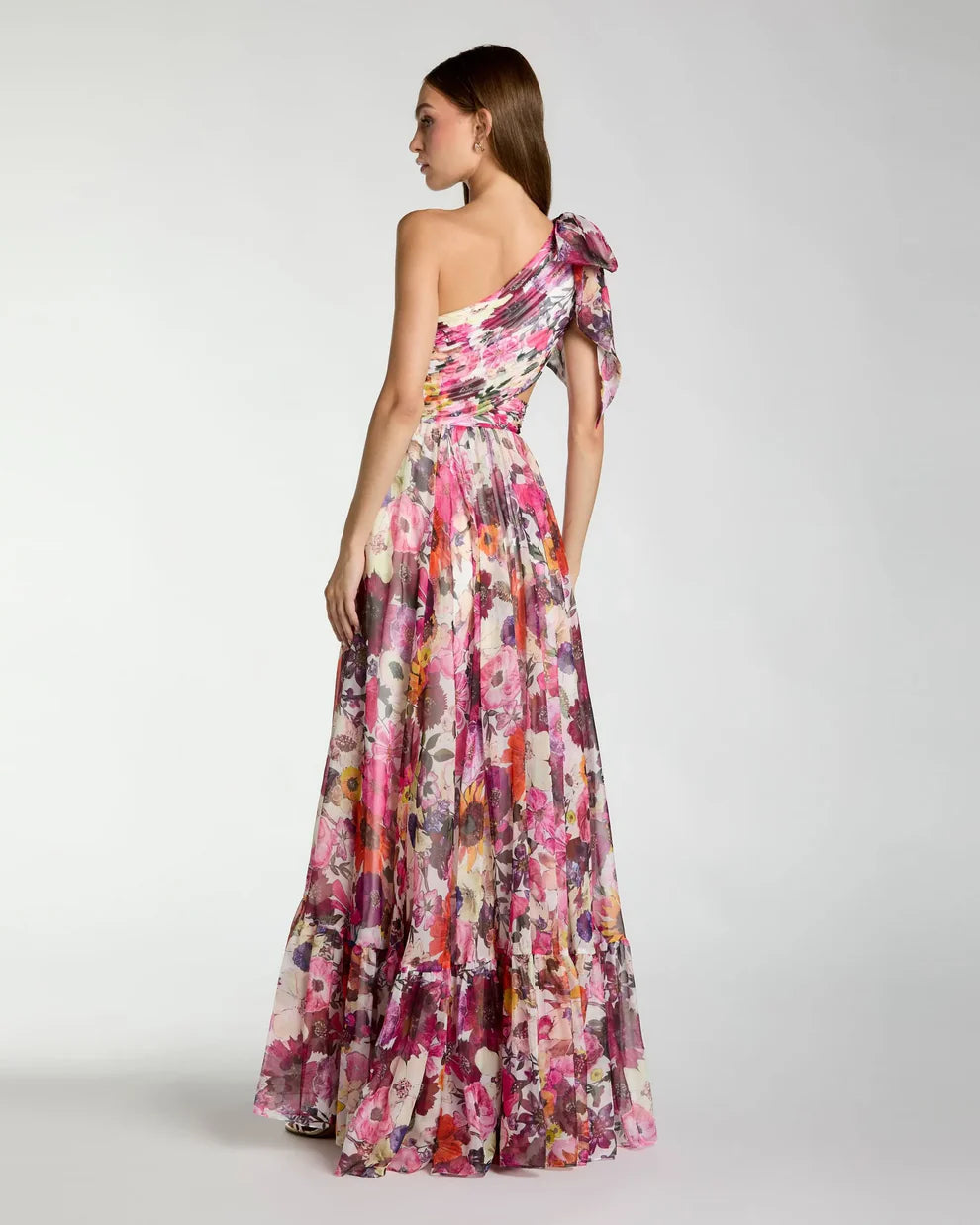 Prom Dresses Long Floral Print Formal A Line Prom Dress White Multi